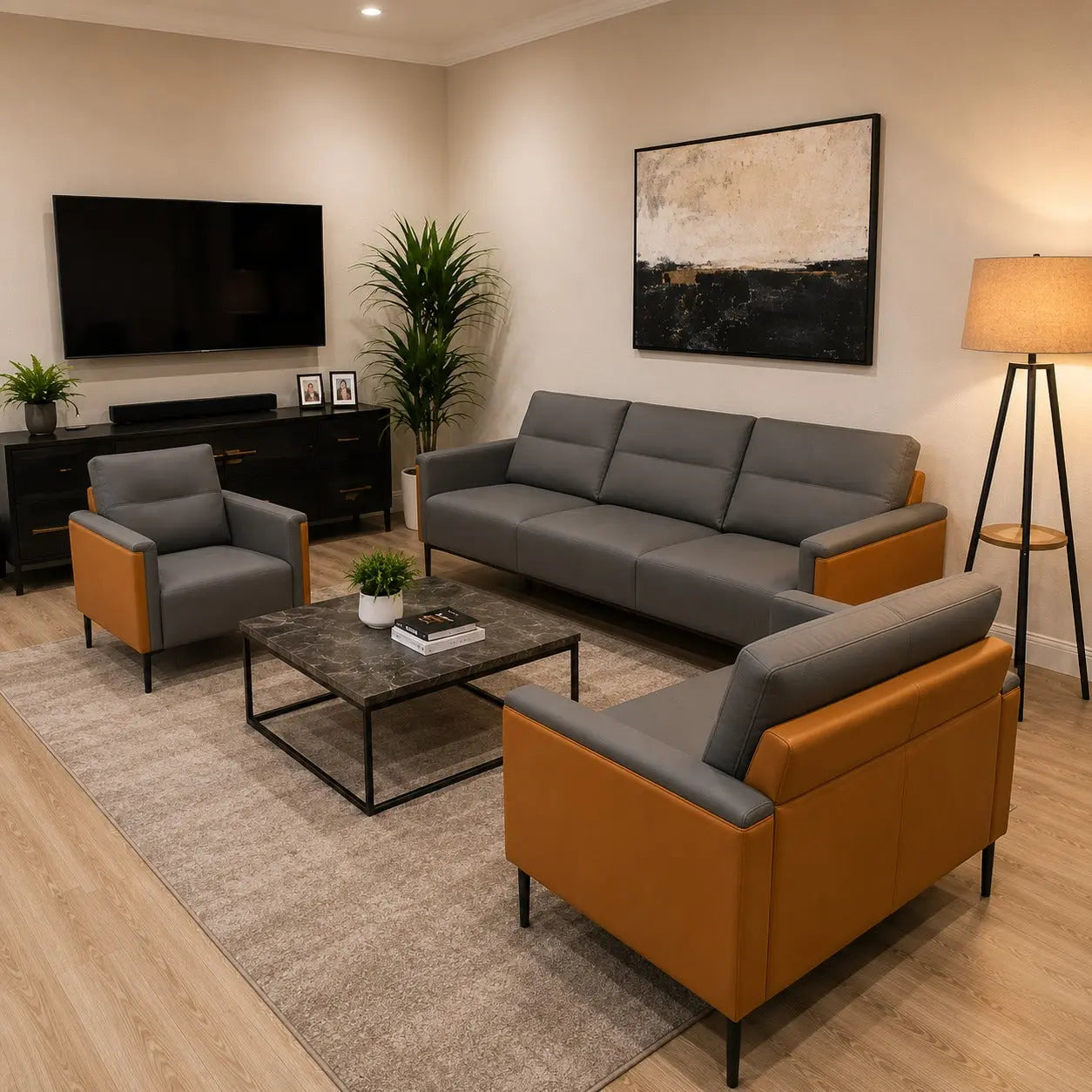 Modern Grey Sofa Set with Matching Armchairs | ALEXANDRIA
