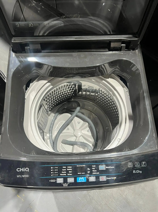 Near New Condition CHiQ 8kg Top Load Washing Machine –BLACK| WTL79B | ADELAIDE