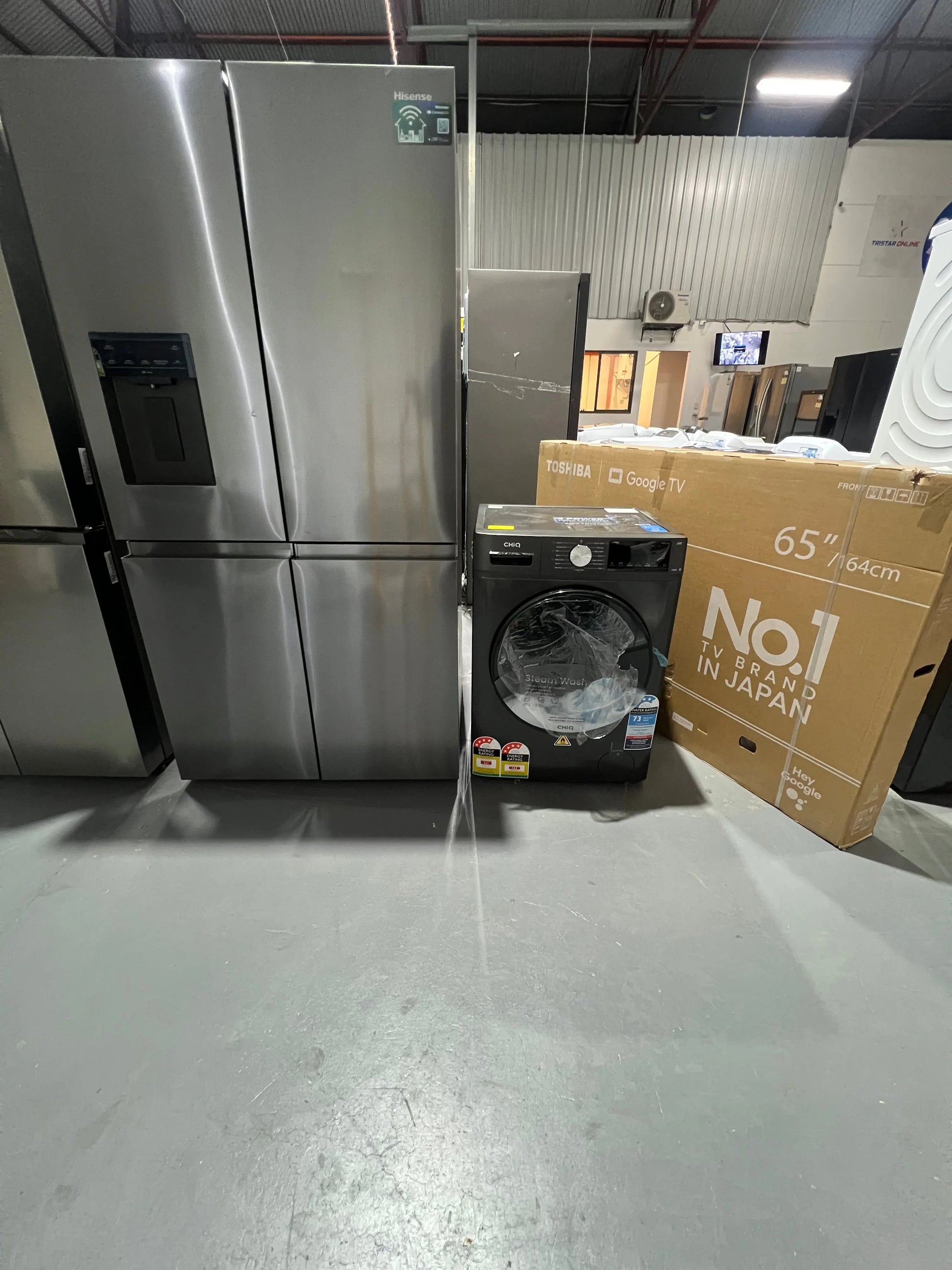 Near new Condition Hisense 640 Litres Fridge Freezer and chiq 8.5/6 Washer/Dryer and Toshiba 65” tv | ADELAIDE