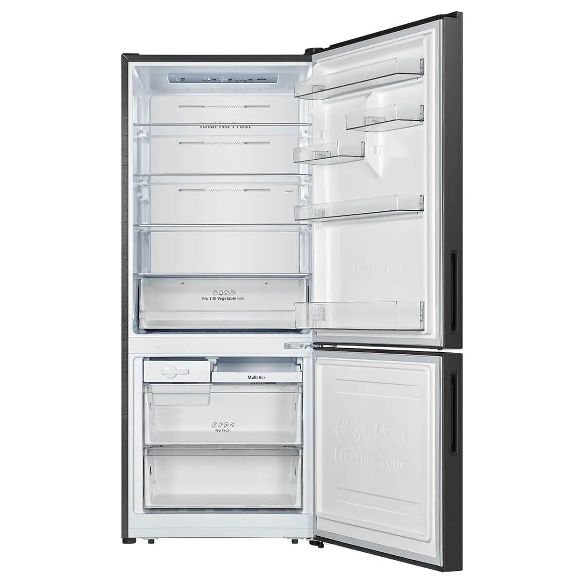 New in Box Hisense 417L PureFlat Bottom Mount Refrigerator Black Steel HRBM418B | ALEXANDRIA