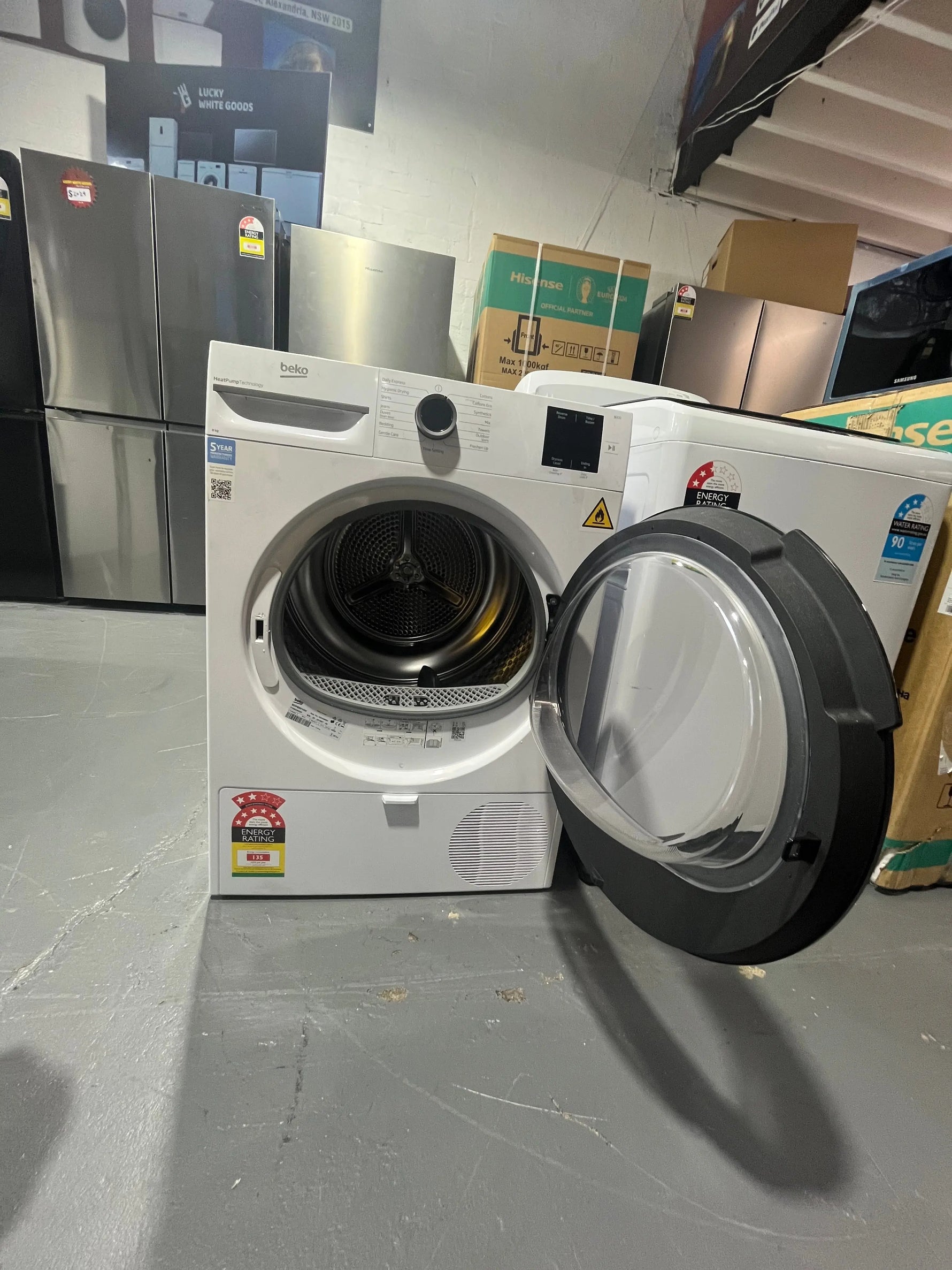 Refurbished Beko 8kg Heat Pump Dryer – BDPB8010W | Sensor Drying, 15 Programs, 8 Star Energy | ALEXANDRIA