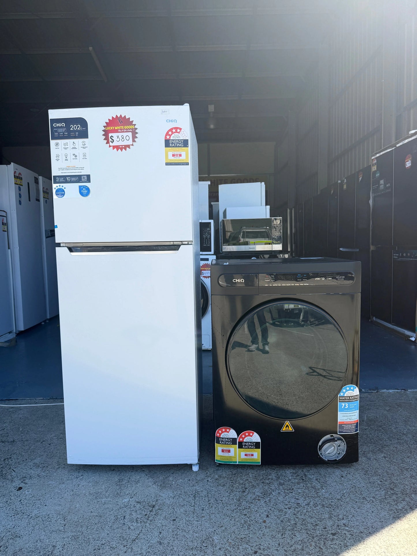 Refurbished CHIQ 202l Fridge Freezer & 8.5kg washer Combo | BRISBANE