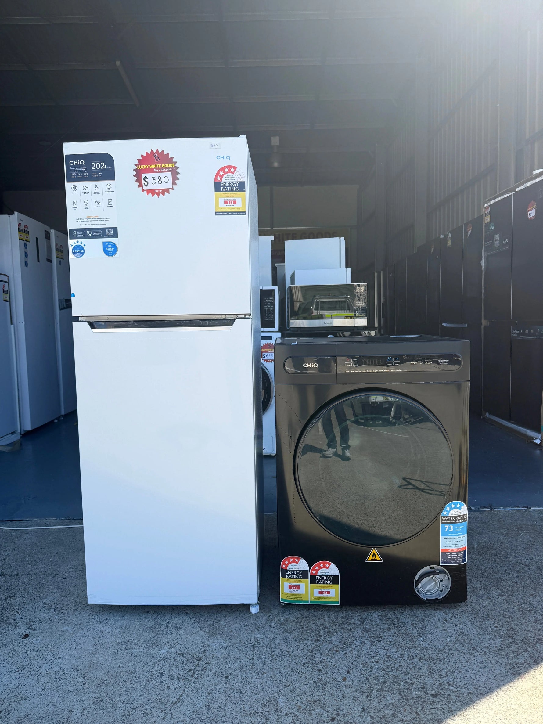 Refurbished CHIQ 202l Fridge Freezer & 8.5kg washer Combo | BRISBANE