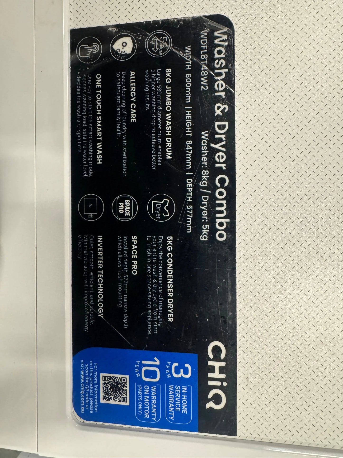 Refurbished CHIQ Washing Machine only 8KG | SYDNEY