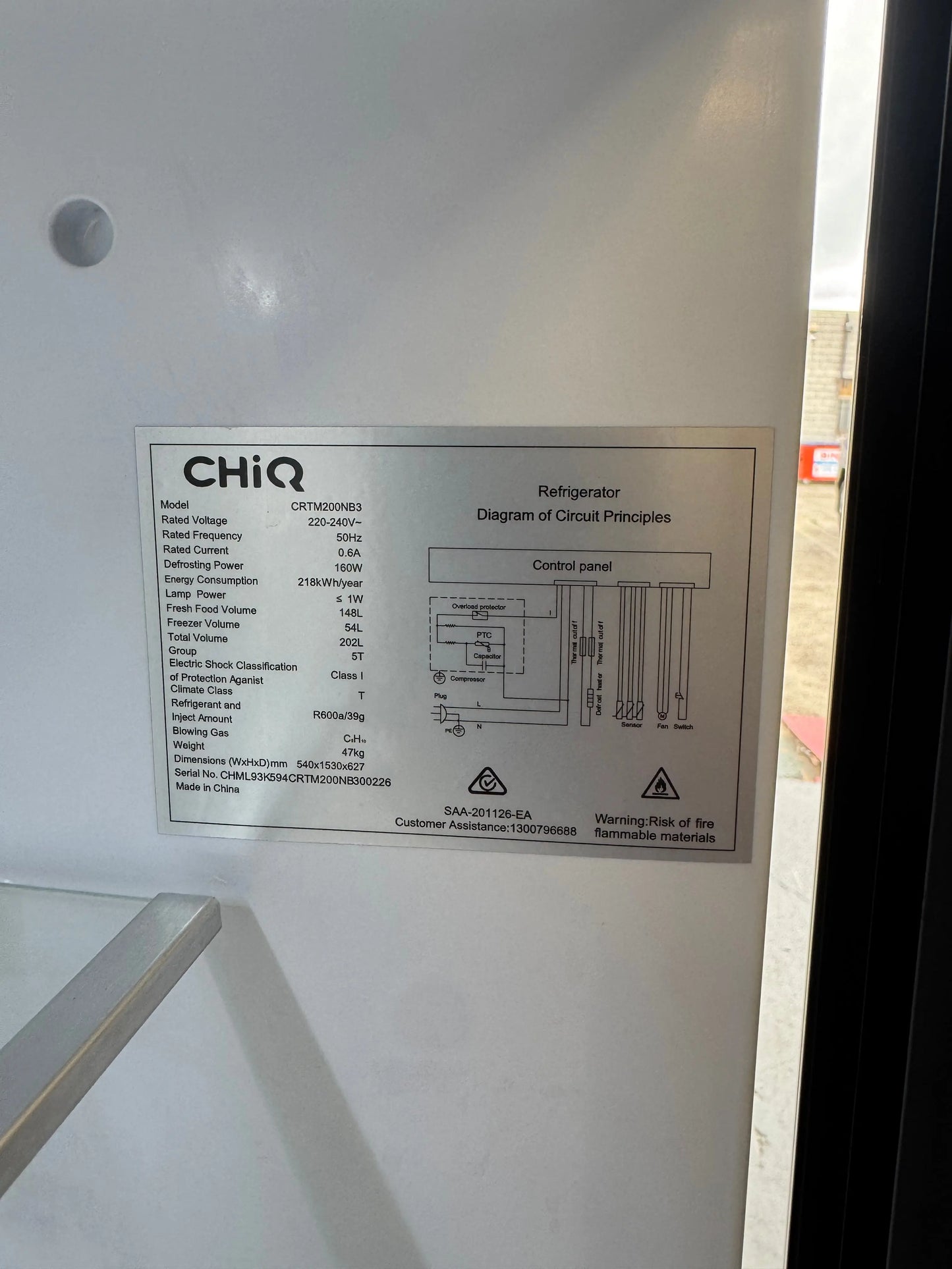 Refurbished CHIQ fridge freezer 202L | SYDNEY