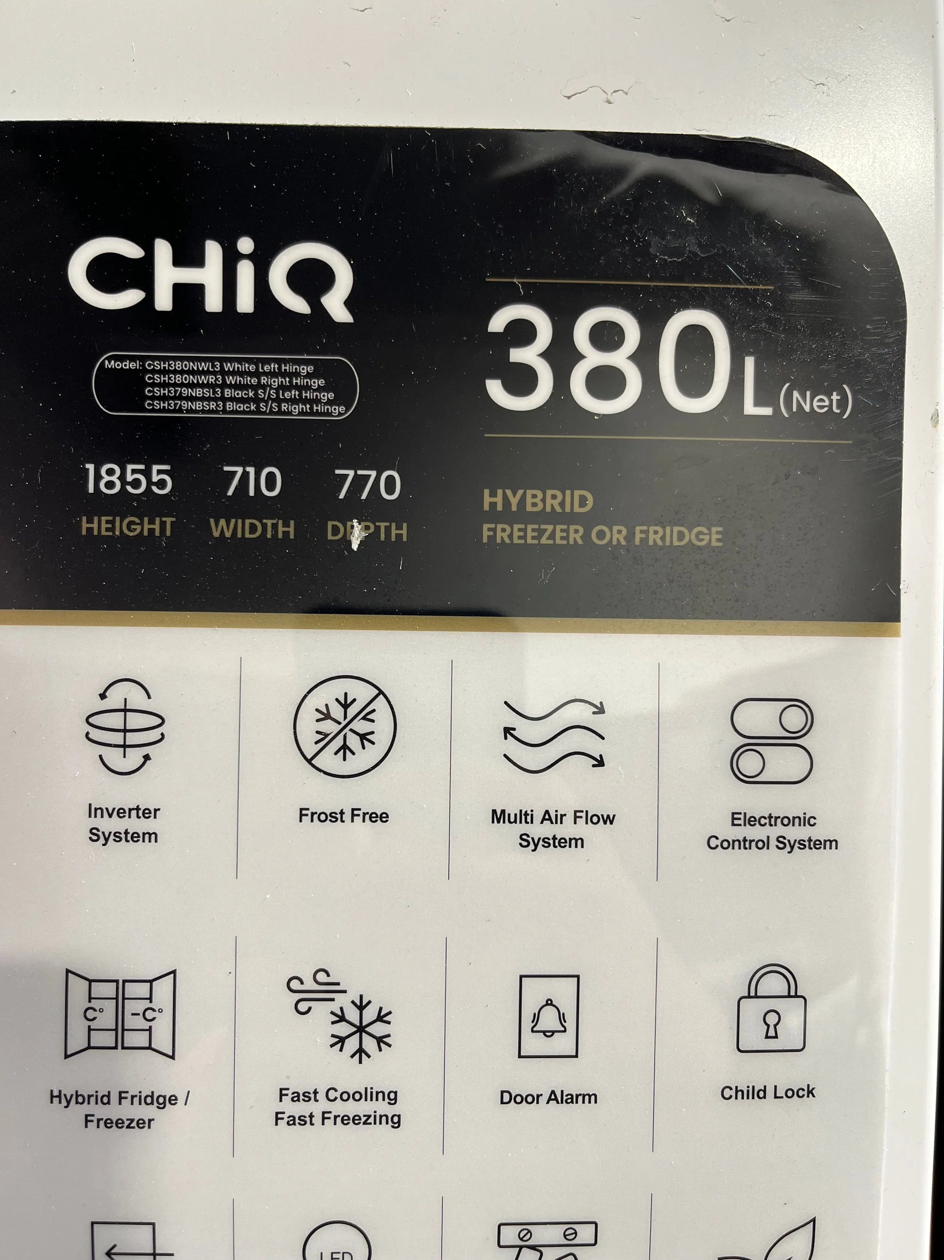 Refurbished CHiQ 380L Hybrid Upright Freezer or Fridge Frost Free | ALEXANDRIA
