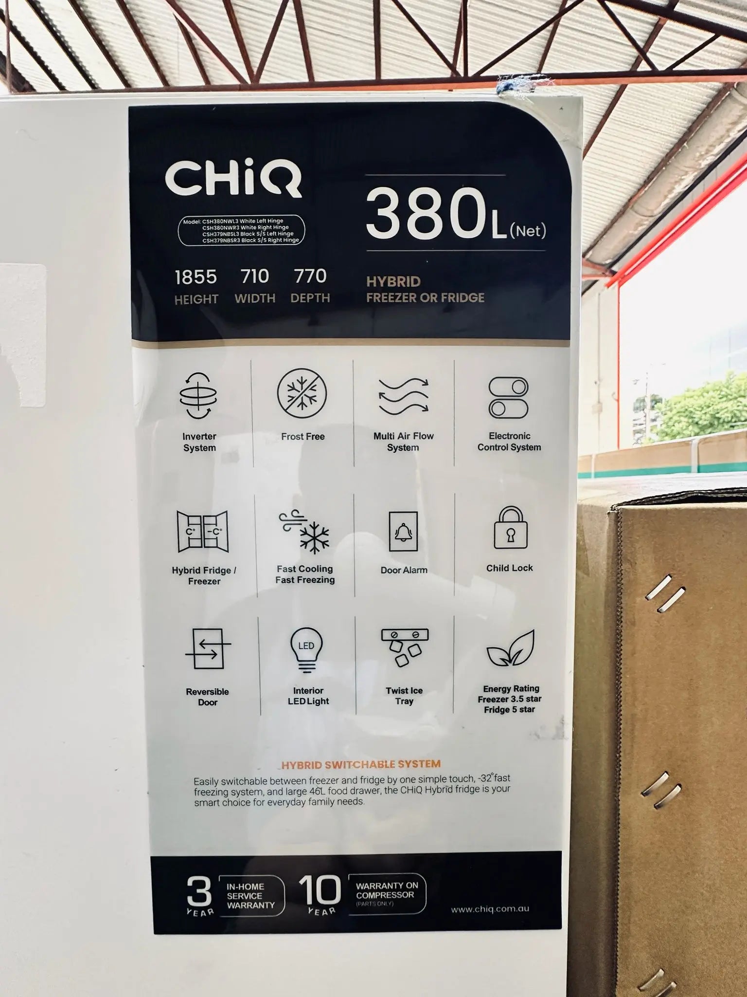 Refurbished CHiQ 380L Vertical Hybrid Fridge Freezer | ADELAIDE