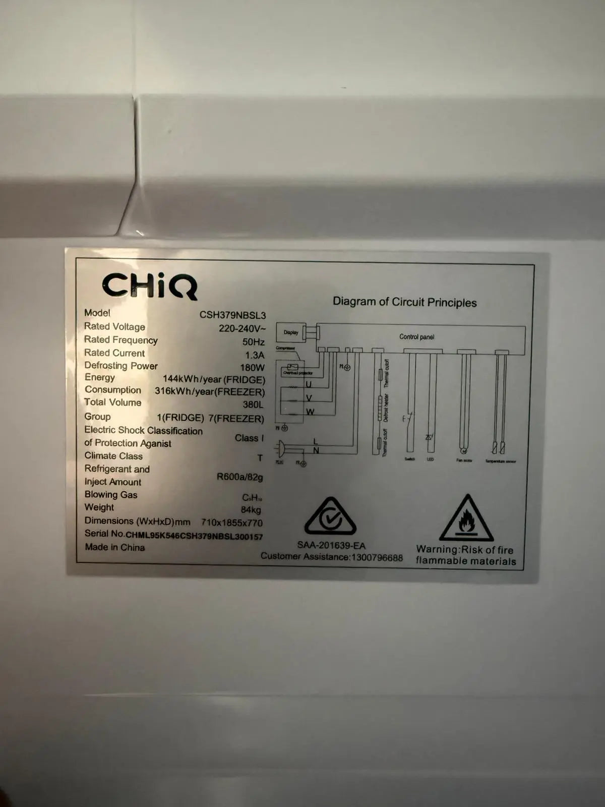 Refurbished CHiQ 380L Vertical Upright Hybrid Fridge or Freezer | MELBOURNE