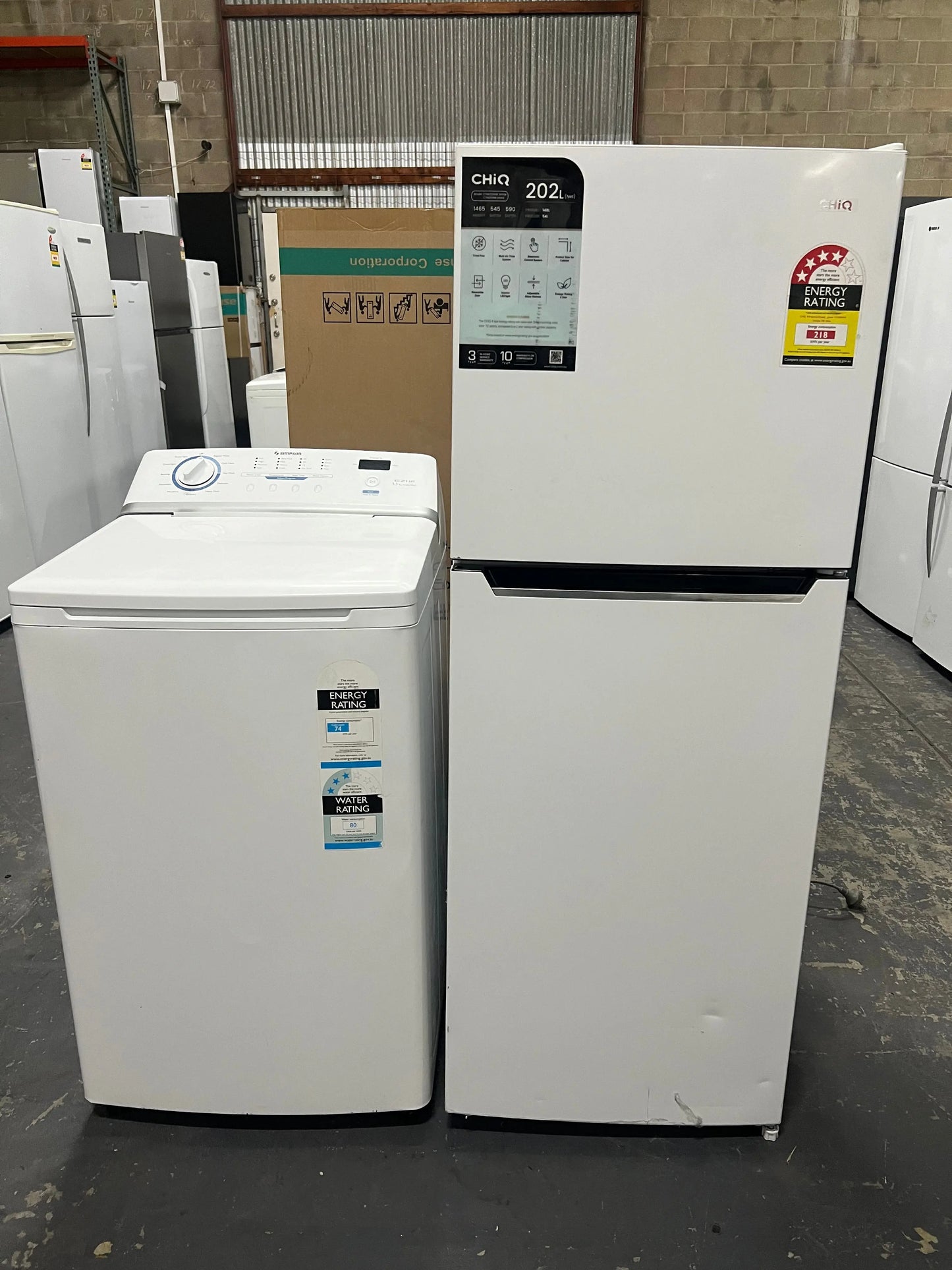 Refurbished Chiq 202L Fridge Freezer And Simpson 5.5kg washer | ADELAIDE