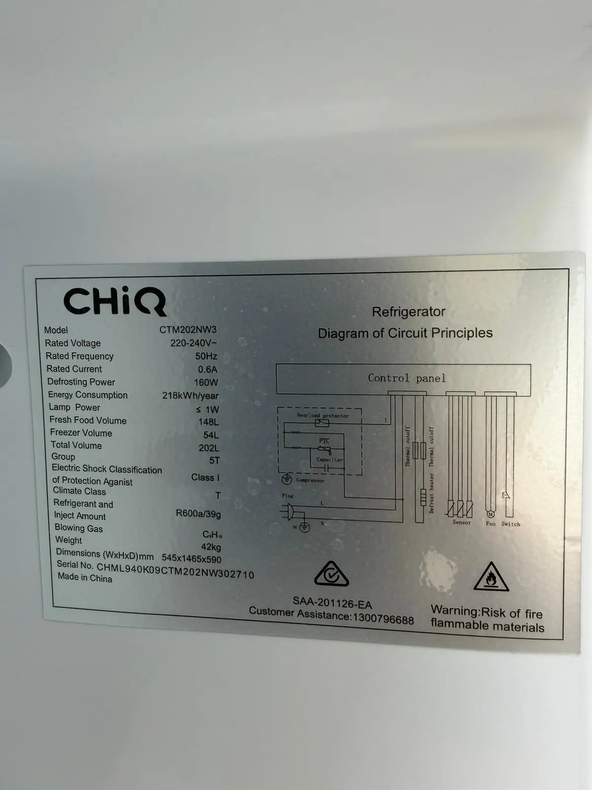 Refurbished Chiq 202L Top Mount Fridge Freezer – CTM202NW3 | BRISBANE