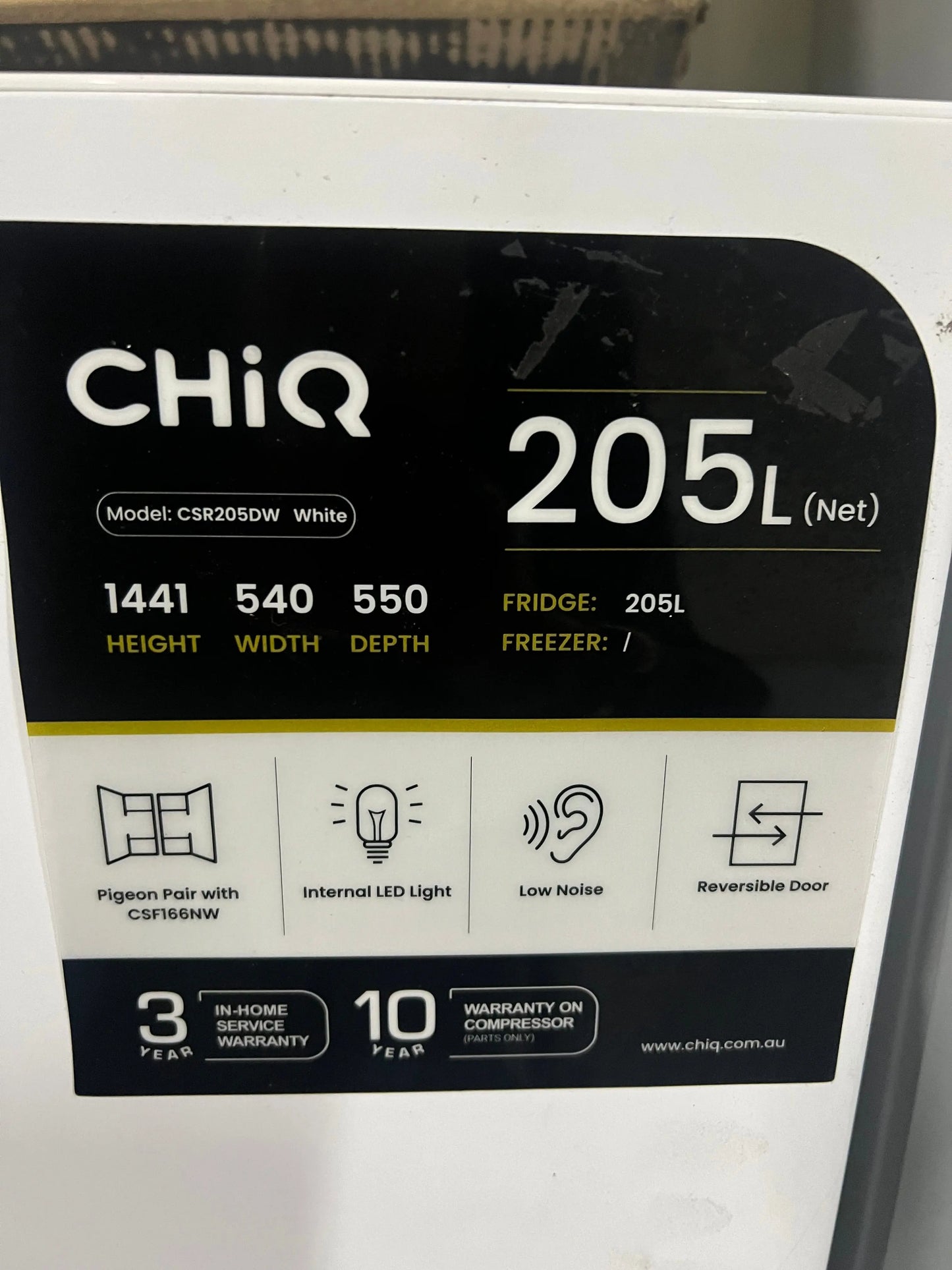 Refurbished Chiq 205L Upright Fridge | ADELAIDE