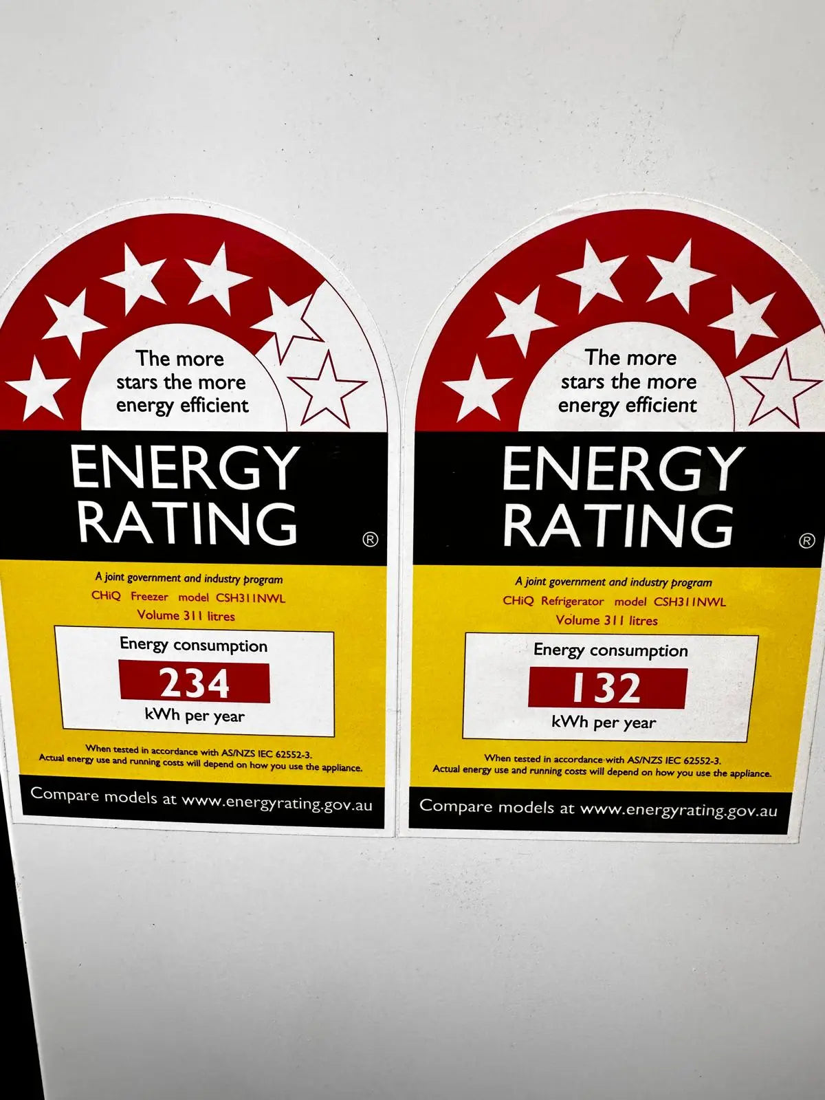 Refurbished Chiq 311L Vertical Hybrid Fridge Freezer CSH311NWL | ADELAIDE