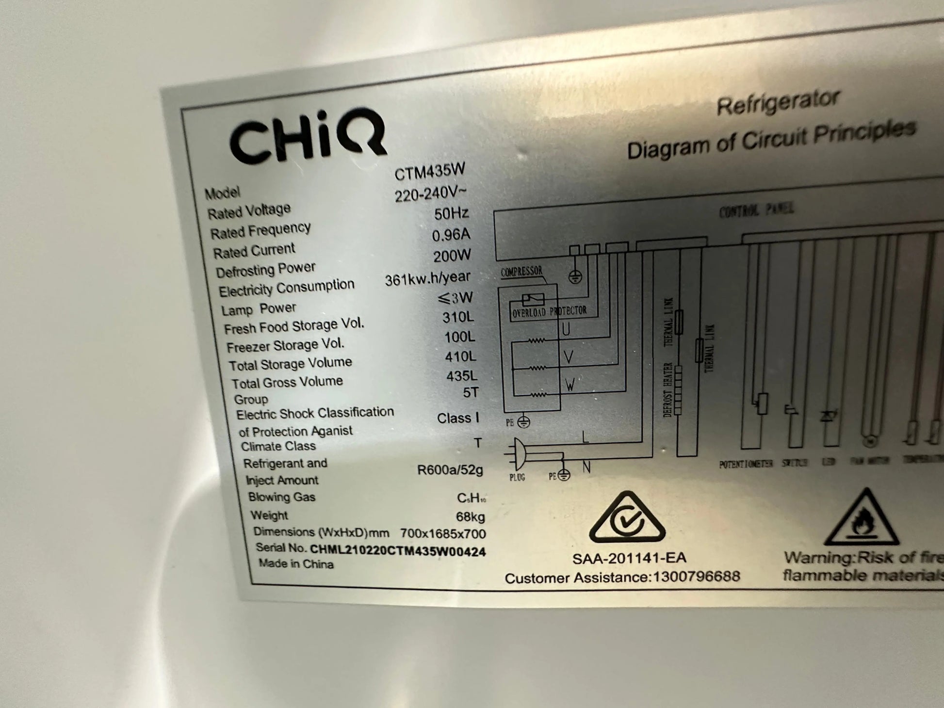 Refurbished Chiq 435L Fridge | BRISBANE