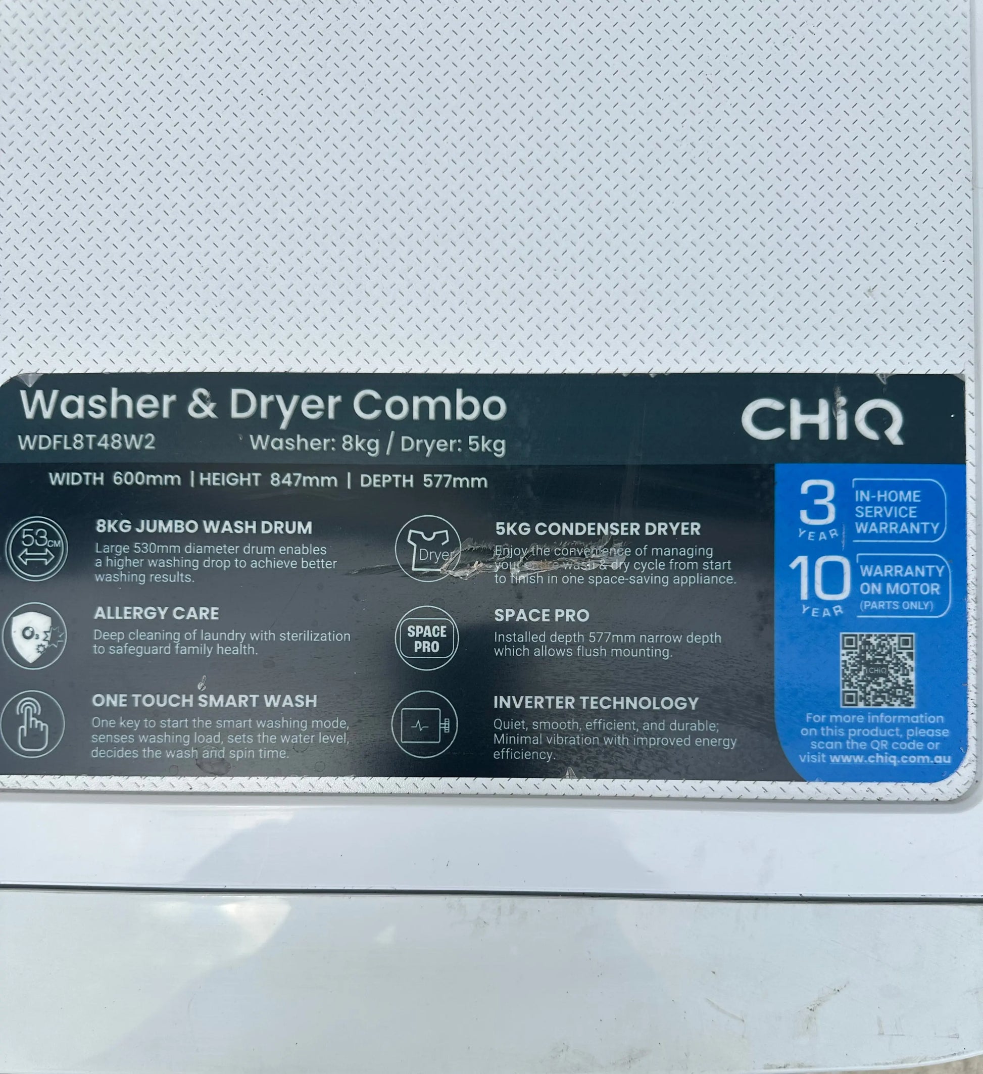 Refurbished Chiq 8kg washing machine | BRISBANE