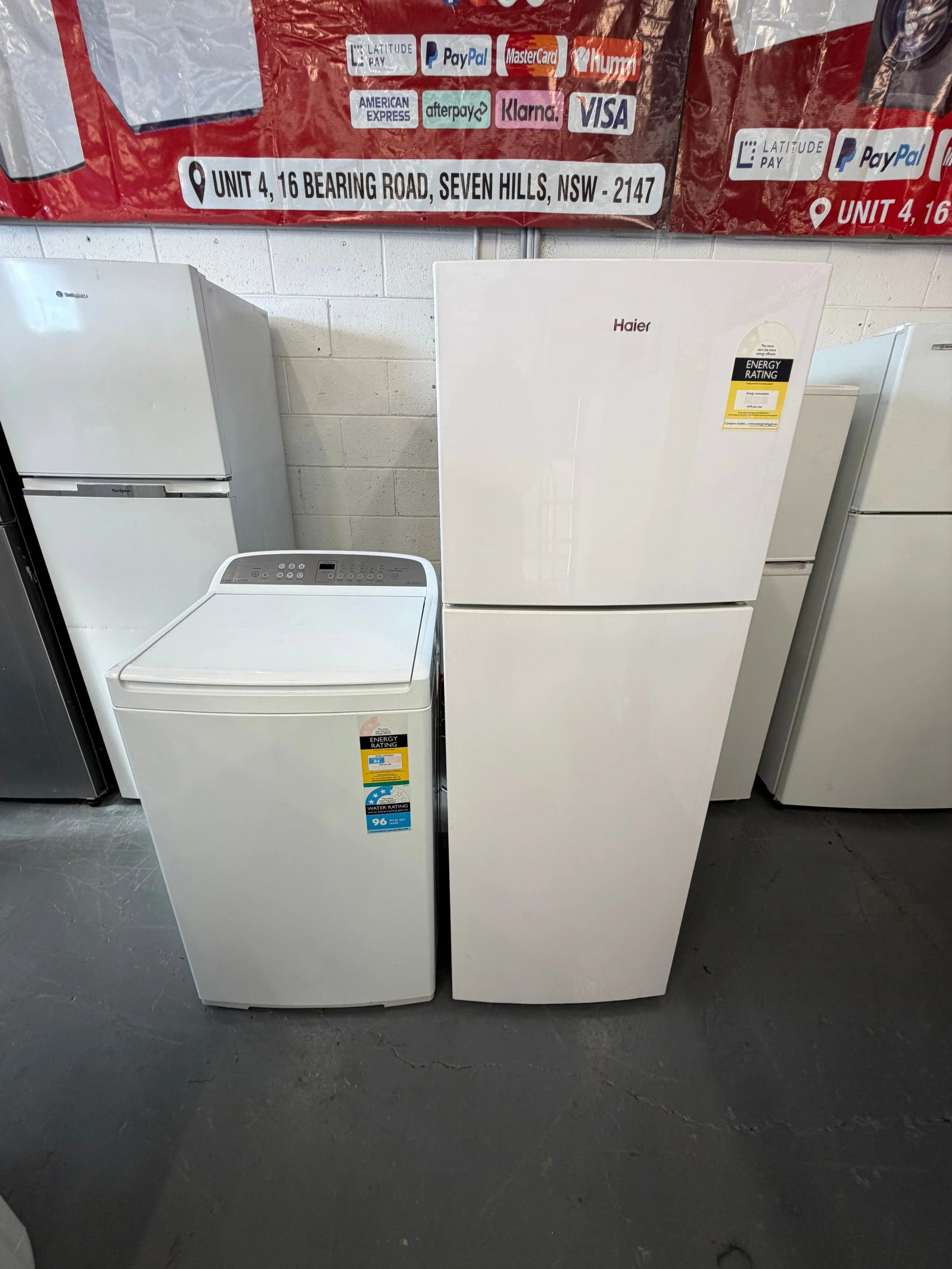 Refurbished Combo Haier 260 ltr top mount fridge freezer and Fisher & Paykel 8 kg top loader washer | ALEXANDRIA