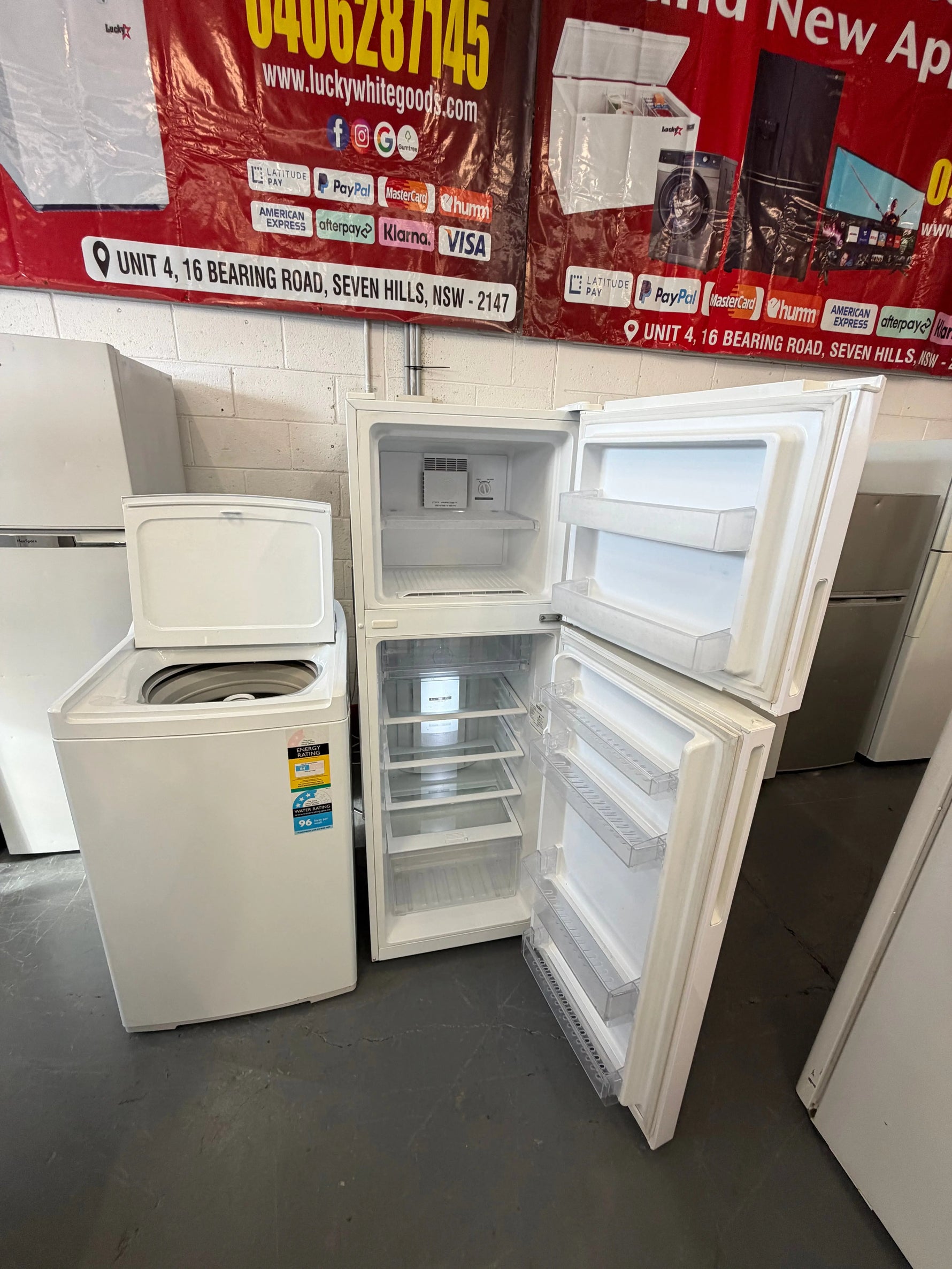 Refurbished Combo Haier 260 ltr top mount fridge freezer and Fisher & Paykel 8 kg top loader washer | ALEXANDRIA