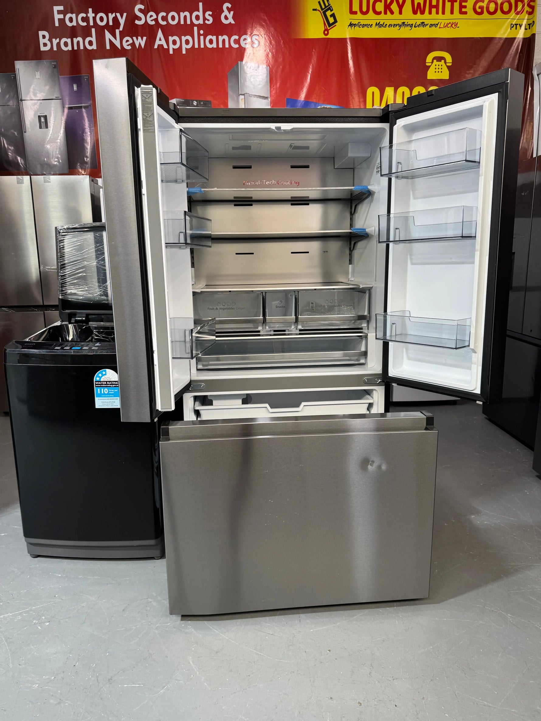 Refurbished Combo Hisense 634L French Door Fridge Freezer and CHIQ 8kg Top loader and Panasonic Microwave | SYDNEY