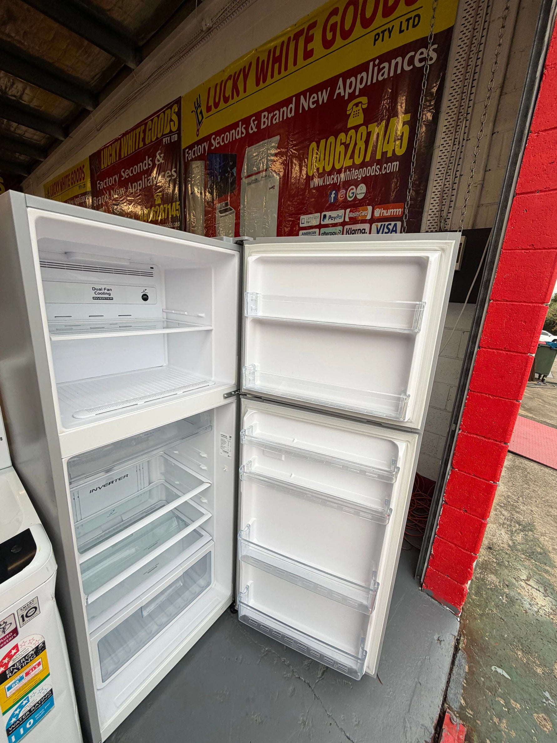 Refurbished Combo Hitachi 415 ltr Top mount fridge freezer & Lg 7 kg Top loader washer