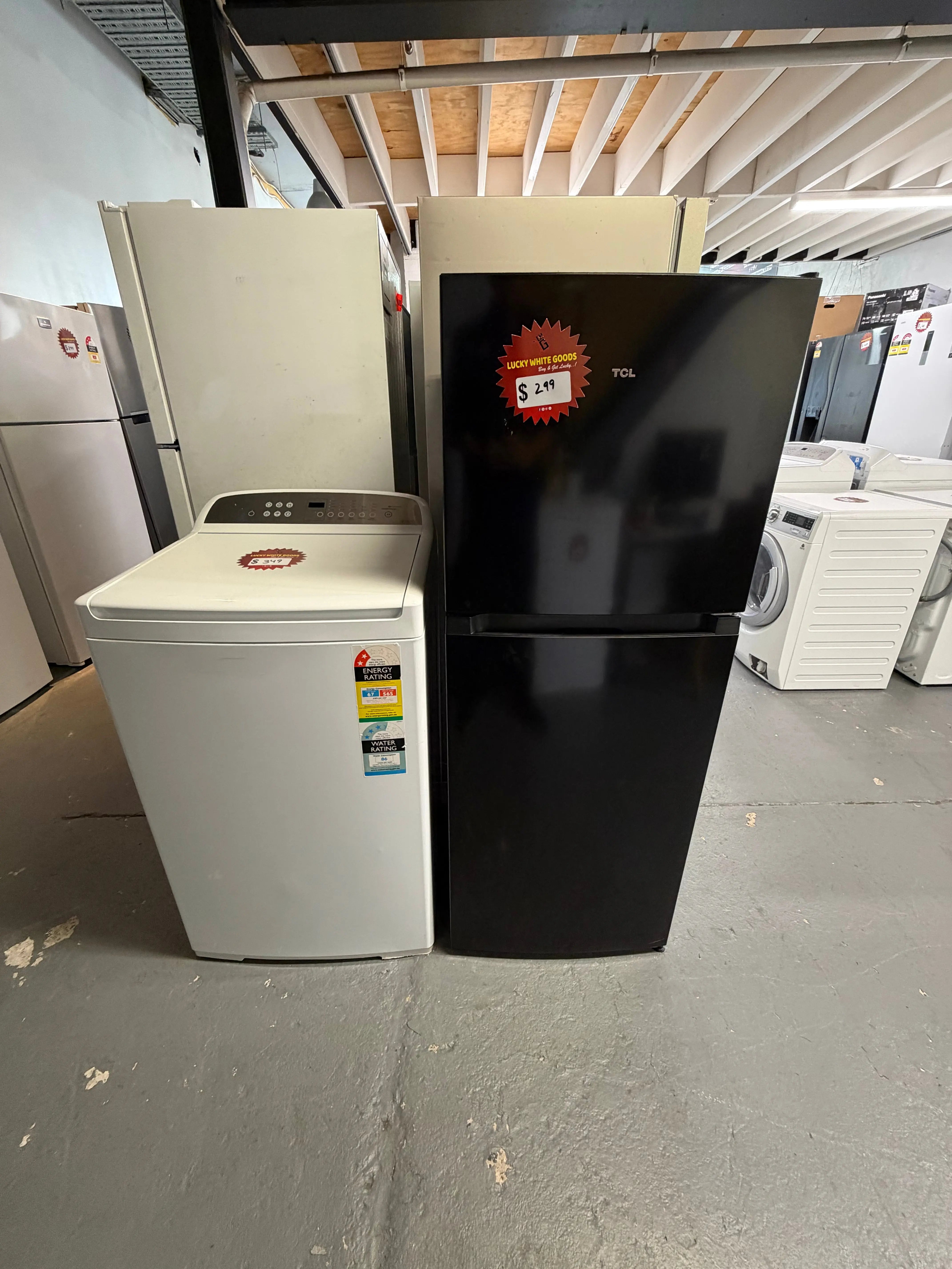 Refurbished Combo TCL 197 ltr top mount fridge freezer and Fisher & Paykel 8 kg top loader washer | ALEXANDRIA
