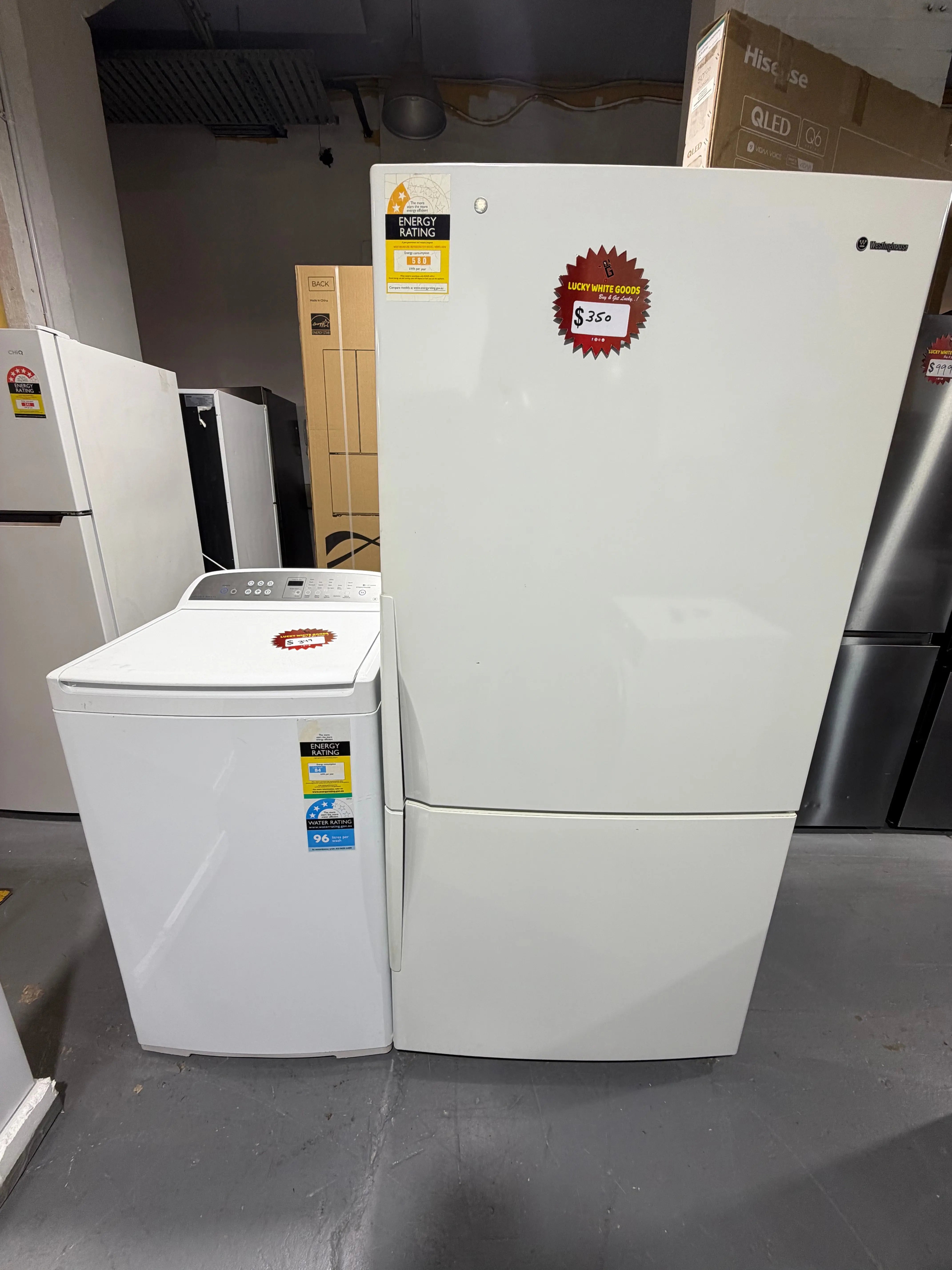 Refurbished Combo Westinghouse 510 ltr bottom mount fridge freezer & Fisher & Paykel 8 kg Top loader washer | SYDNEY