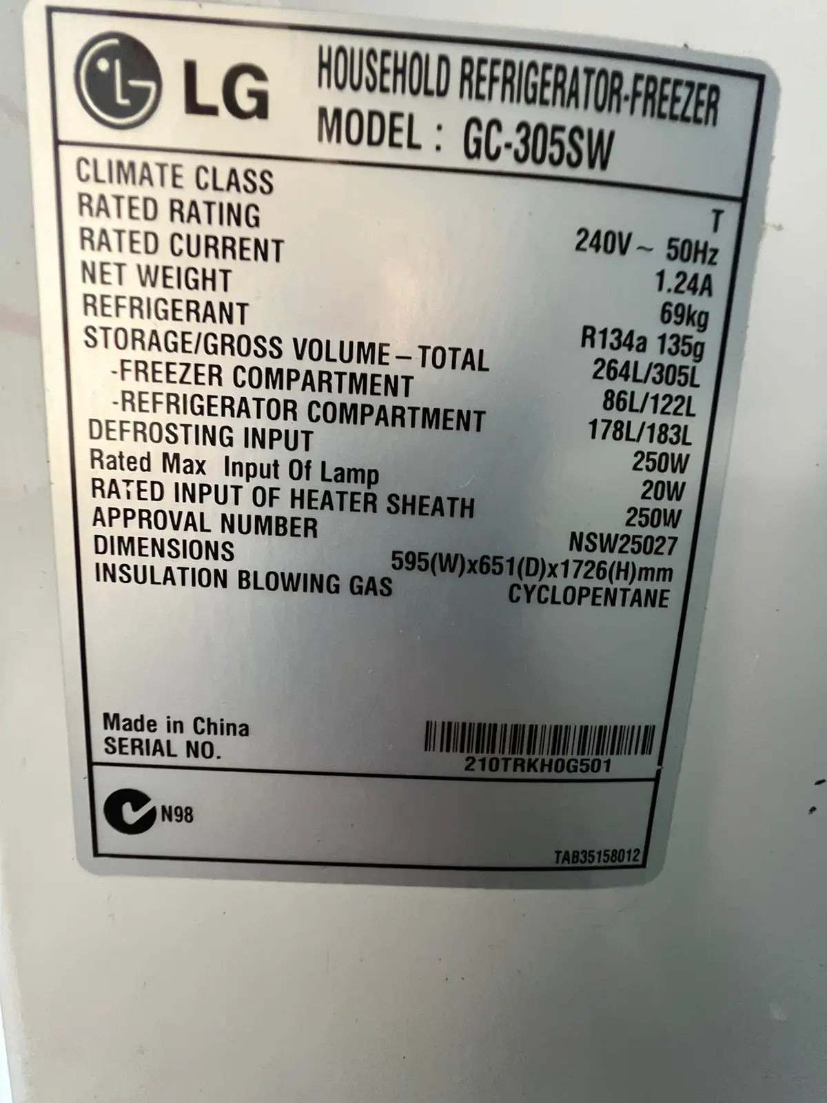 Refurbished Combo – LG 305 L Fridge Freezer + LG 5.5 kg Washing Machine | ADELAIDE