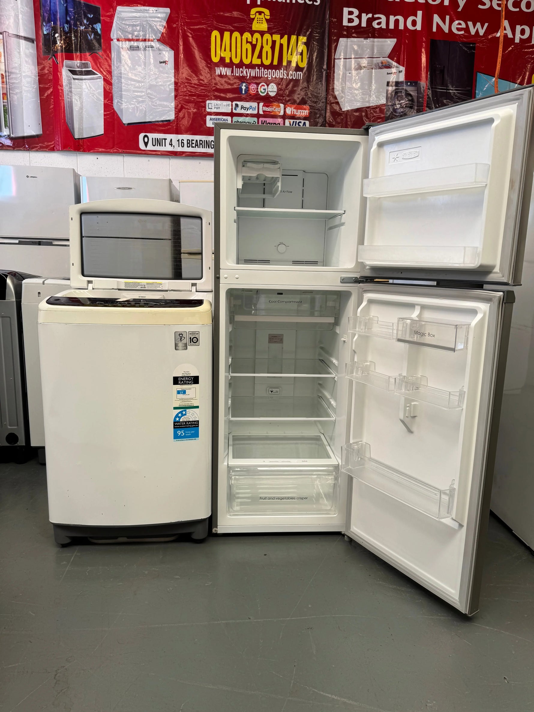 Refurbished ESATTO 239L Fridge Freezer and Lg 6.5kg Washing Machine | SYDNEY