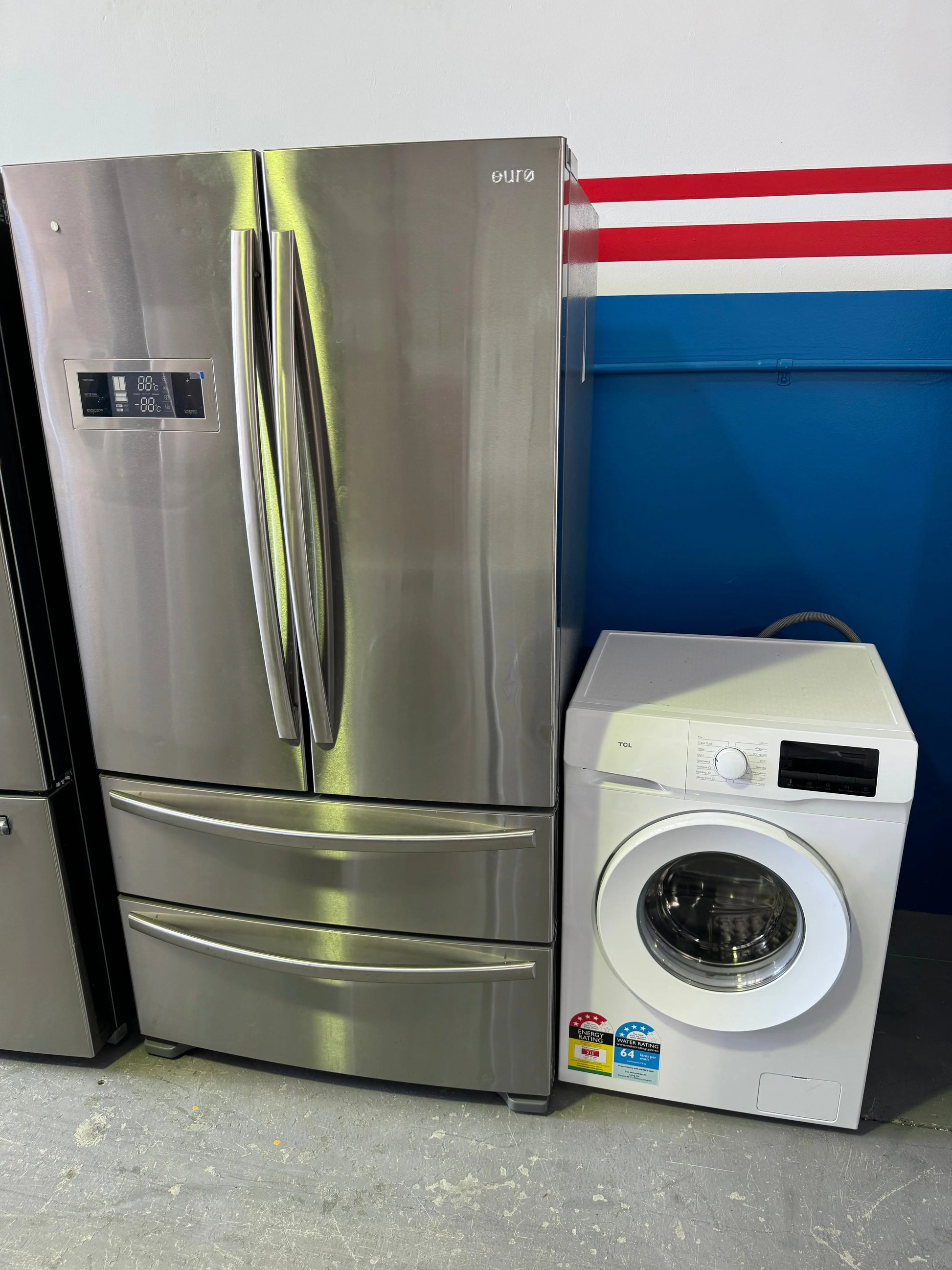 Refurbished EuroAppliances 634 Litres Fridge Freezer and TCL 7.5 Kgs Washing Machine | PERTH