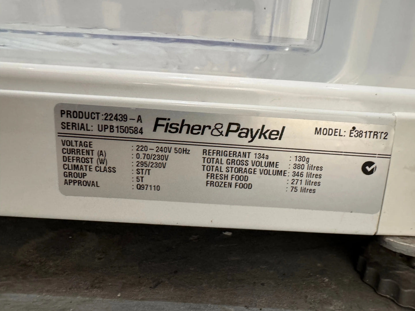 Refurbished Fisher and Paykel fridge freezer 380 L | SYDNEY