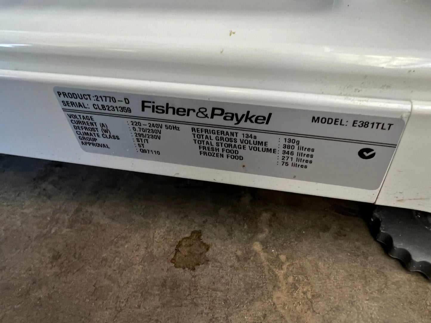 Refurbished Fisher and paykel 380 litres fridge freezer | ADELAIDE