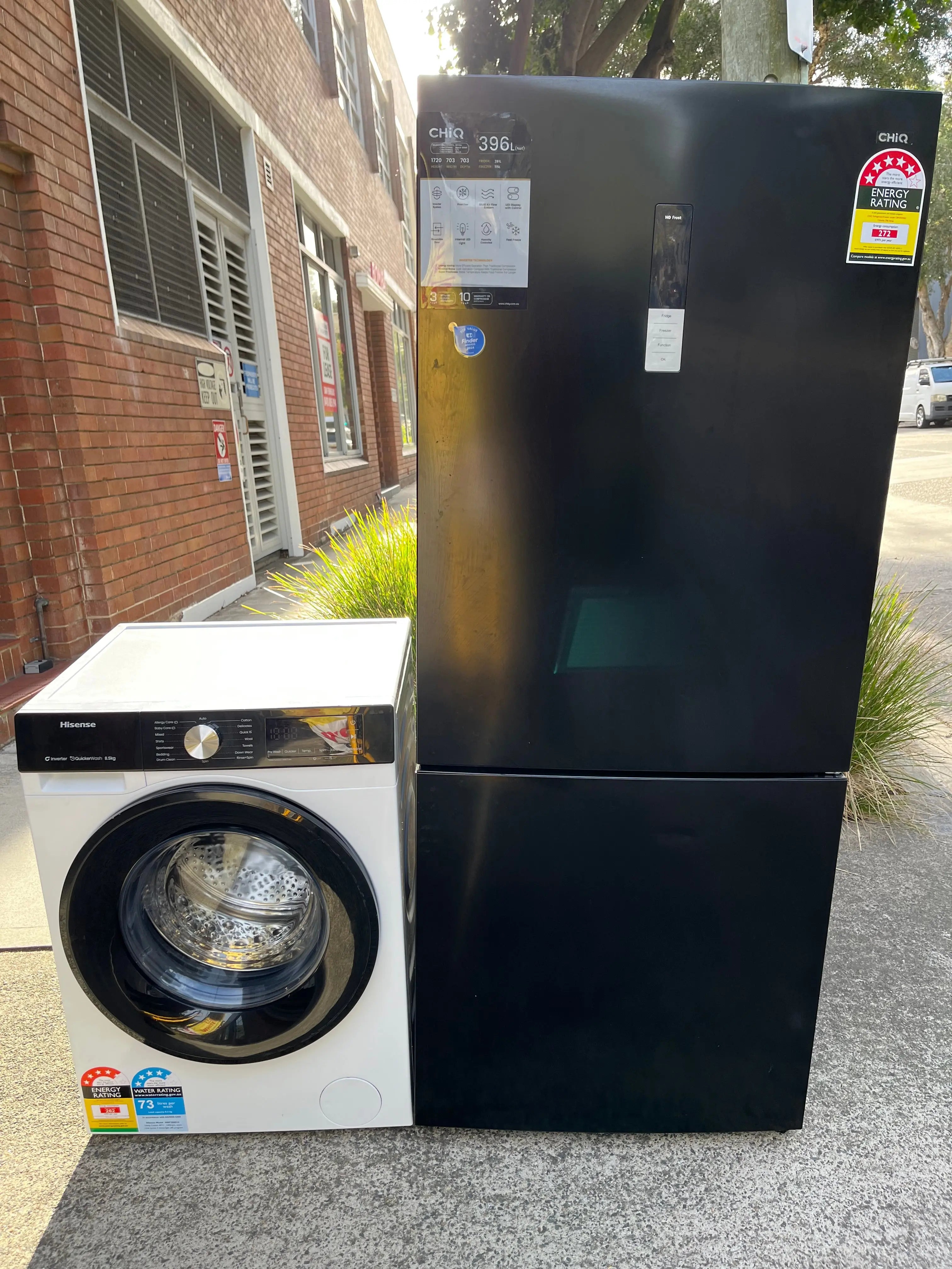 Refurbished Fridge & Washing Machine Combo Deal | CHiQ 396L CBM396NW3 + Hisense 8.5kg HWF3S8514 | ALEXANDRIA