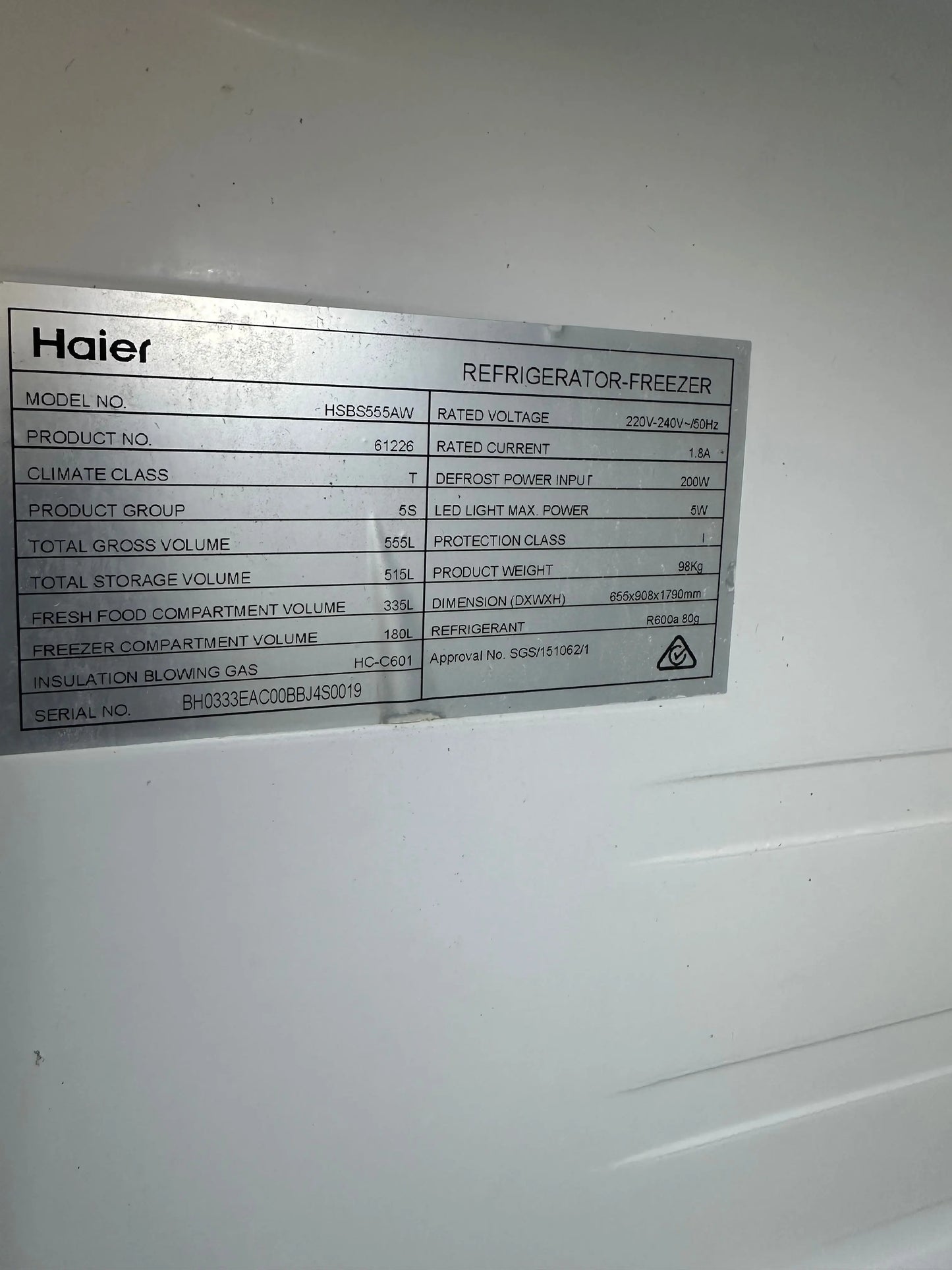 Refurbished Haier 550 litres side by side door fridge freezer | BRISBANE