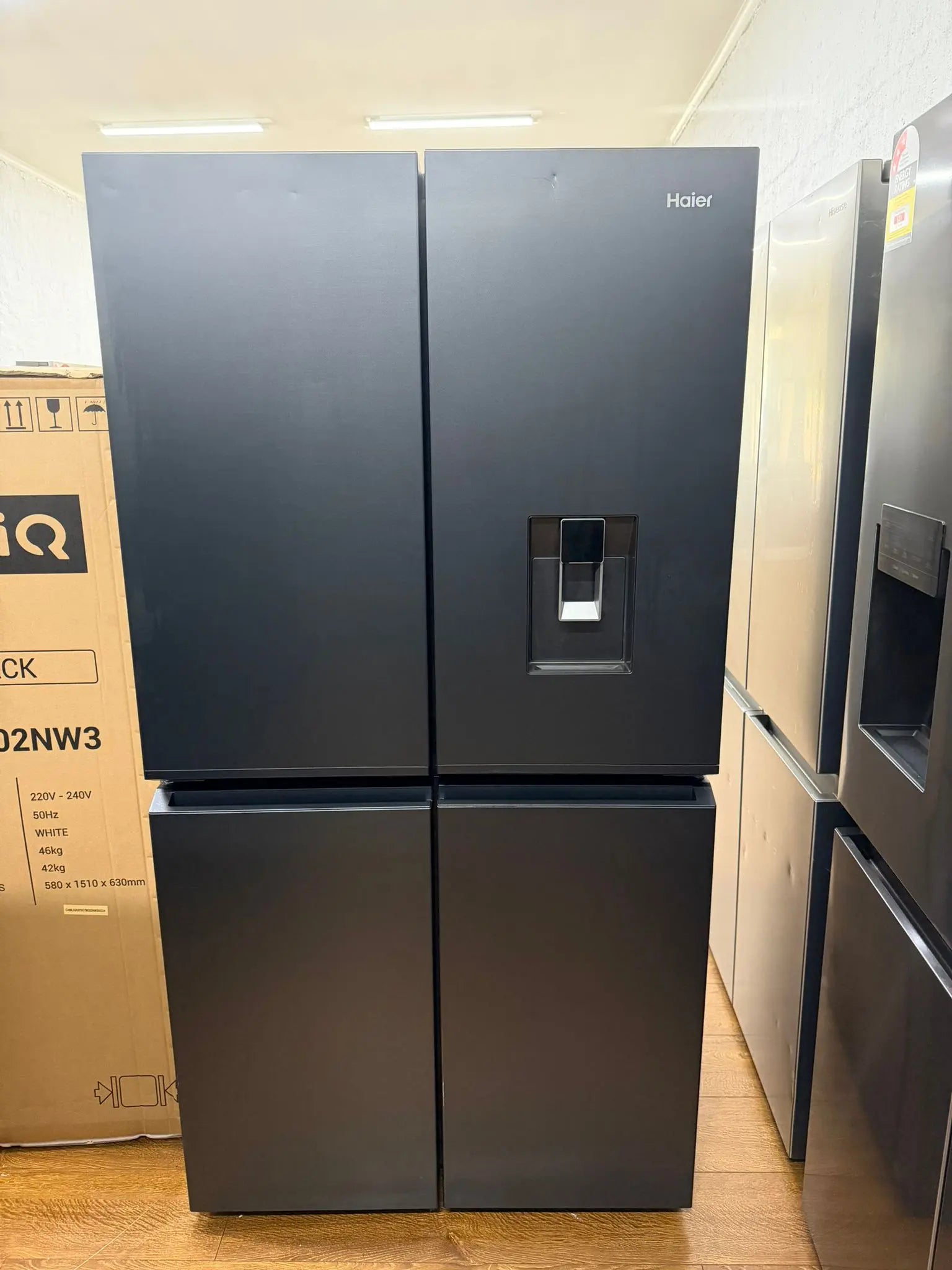 Refurbished Haier HRF680YPC 623L Quad Door Fridge with Ice & Water Dispenser – Black | RESERVOIR