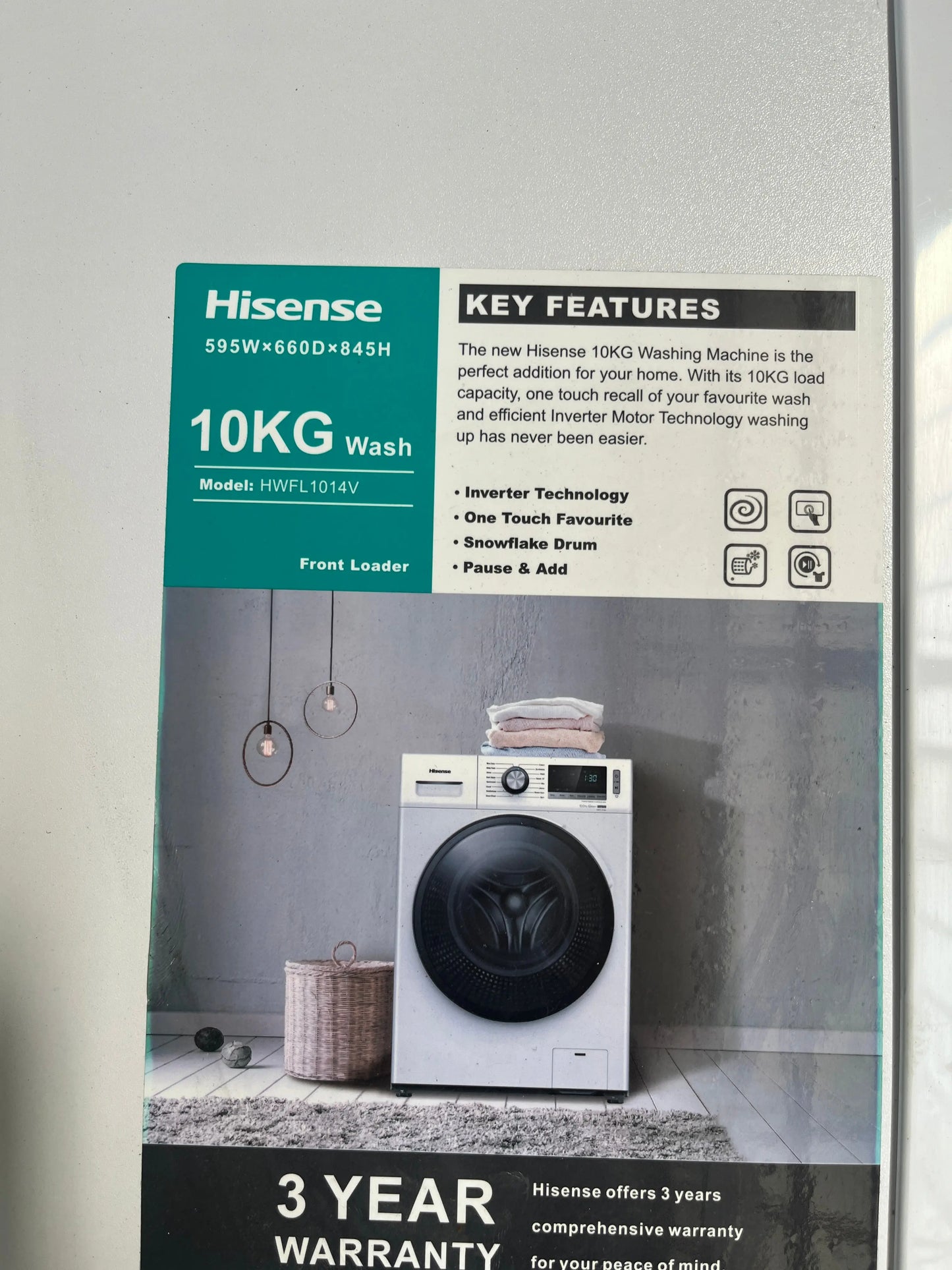 Refurbished Hisense 10kg washing machine | ADELAIDE