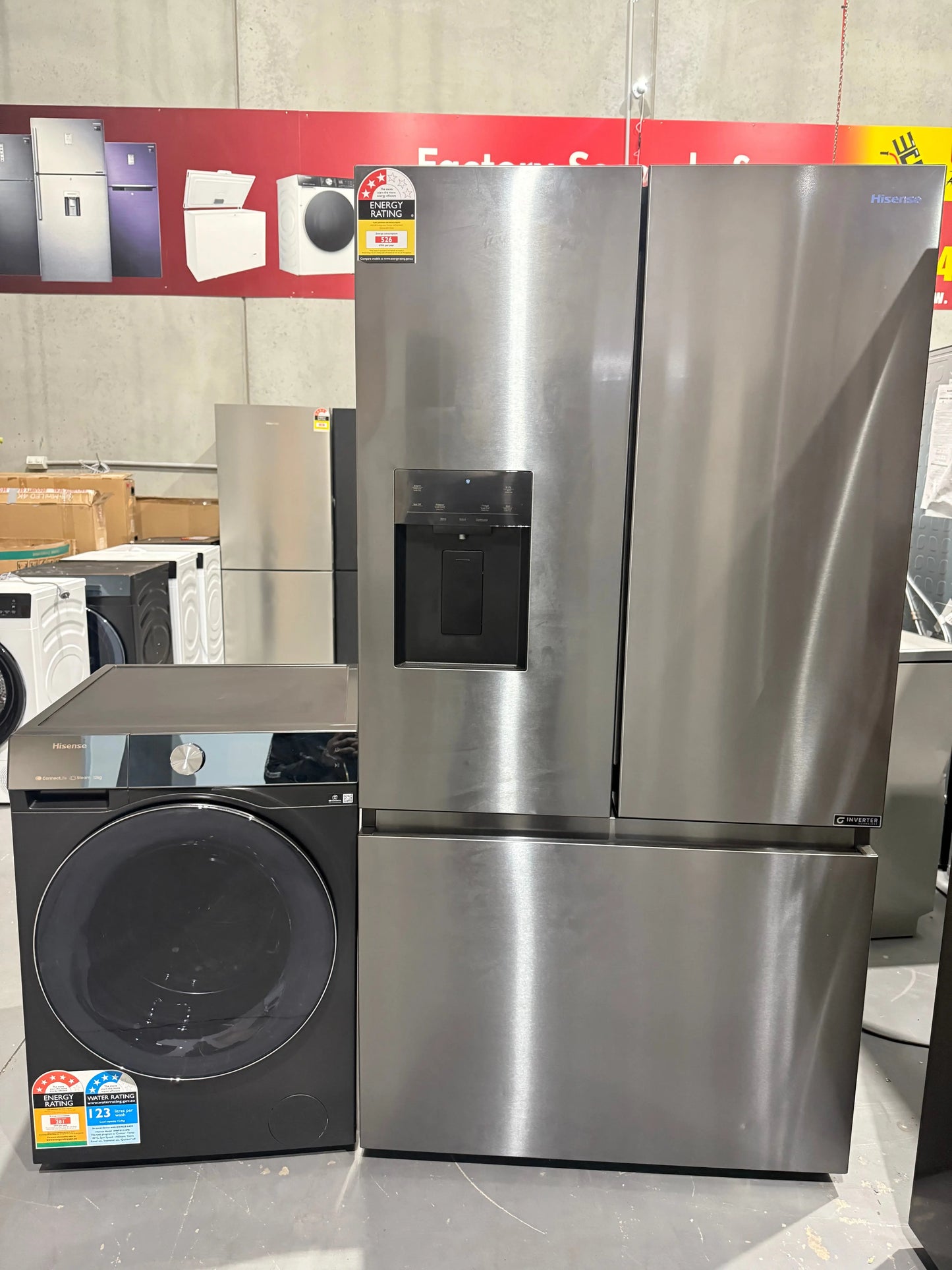 Refurbished Hisense 12 kg Washer and Hisense 634 L French Door Fridge | MELBOURNE