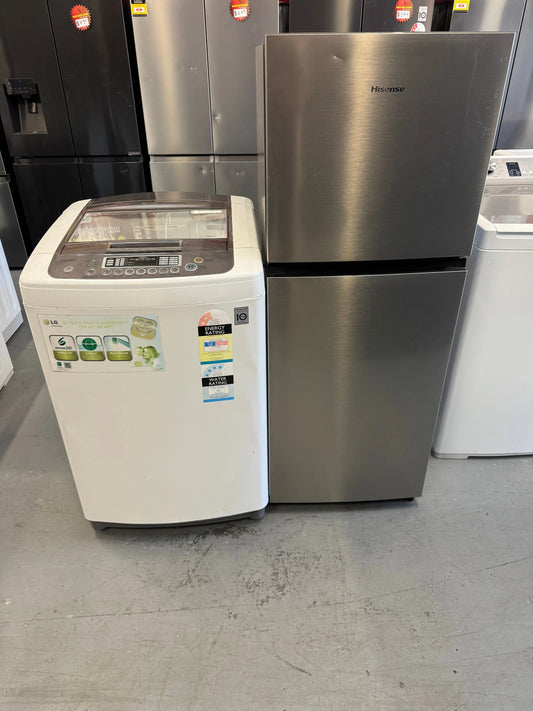 Refurbished Hisense 205 ltr fridge freezer & Lg 8 kg top loader washer | SYDNEY