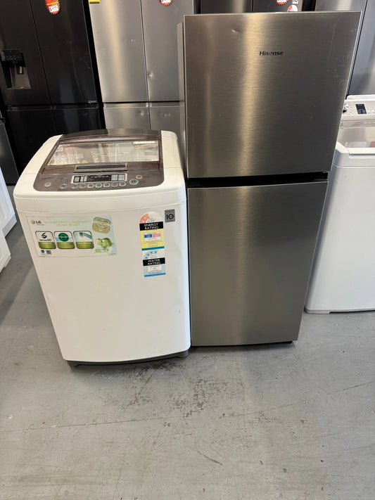Refurbished Hisense 205 ltr fridge freezer & Lg 8 kg top loader washer | SYDNEY