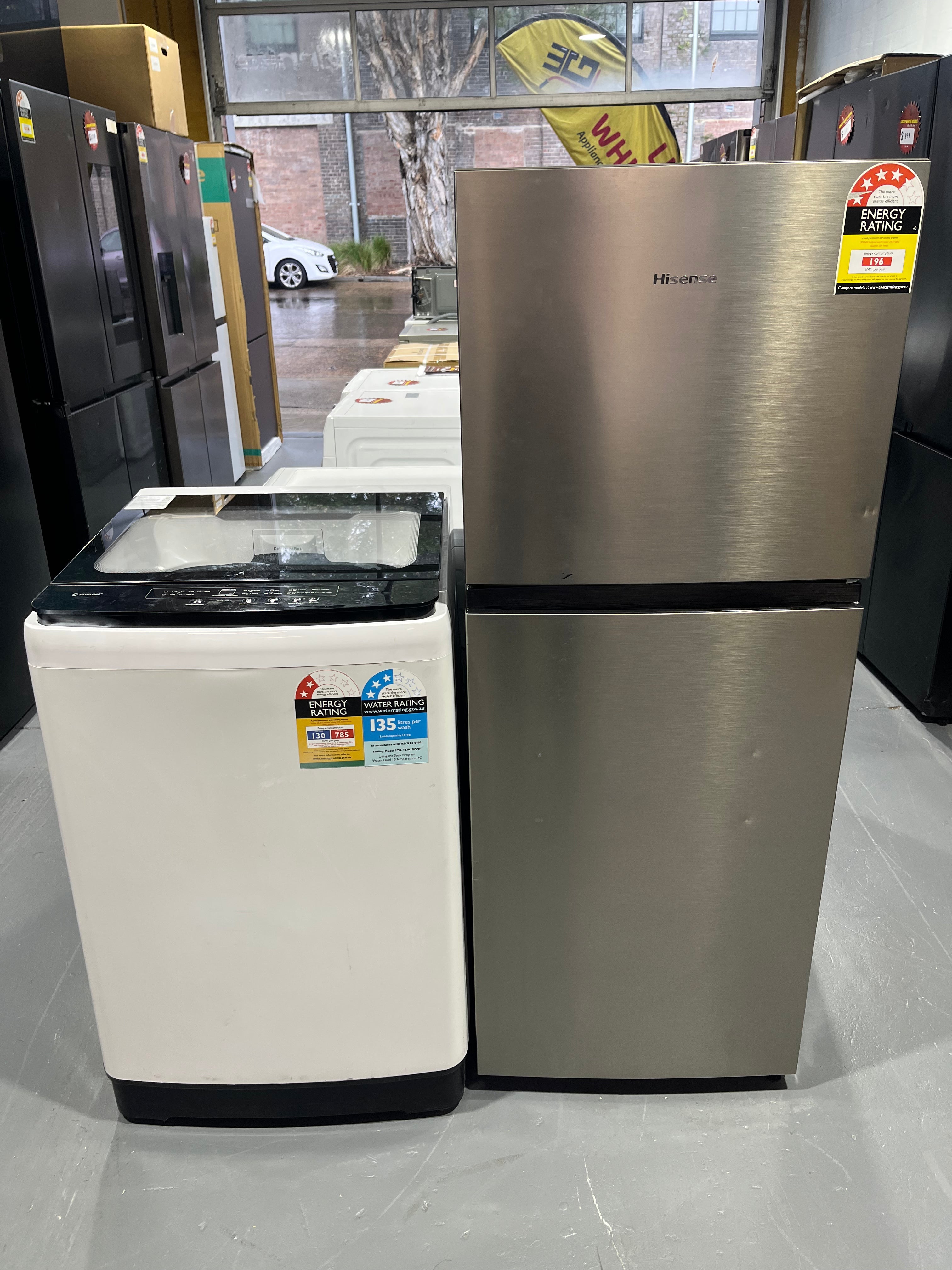 Refurbished Hisense 205L Fridge + Refurbished Stirling 10kg Top Load Washing Machine Combo | ALEXANDRIA
