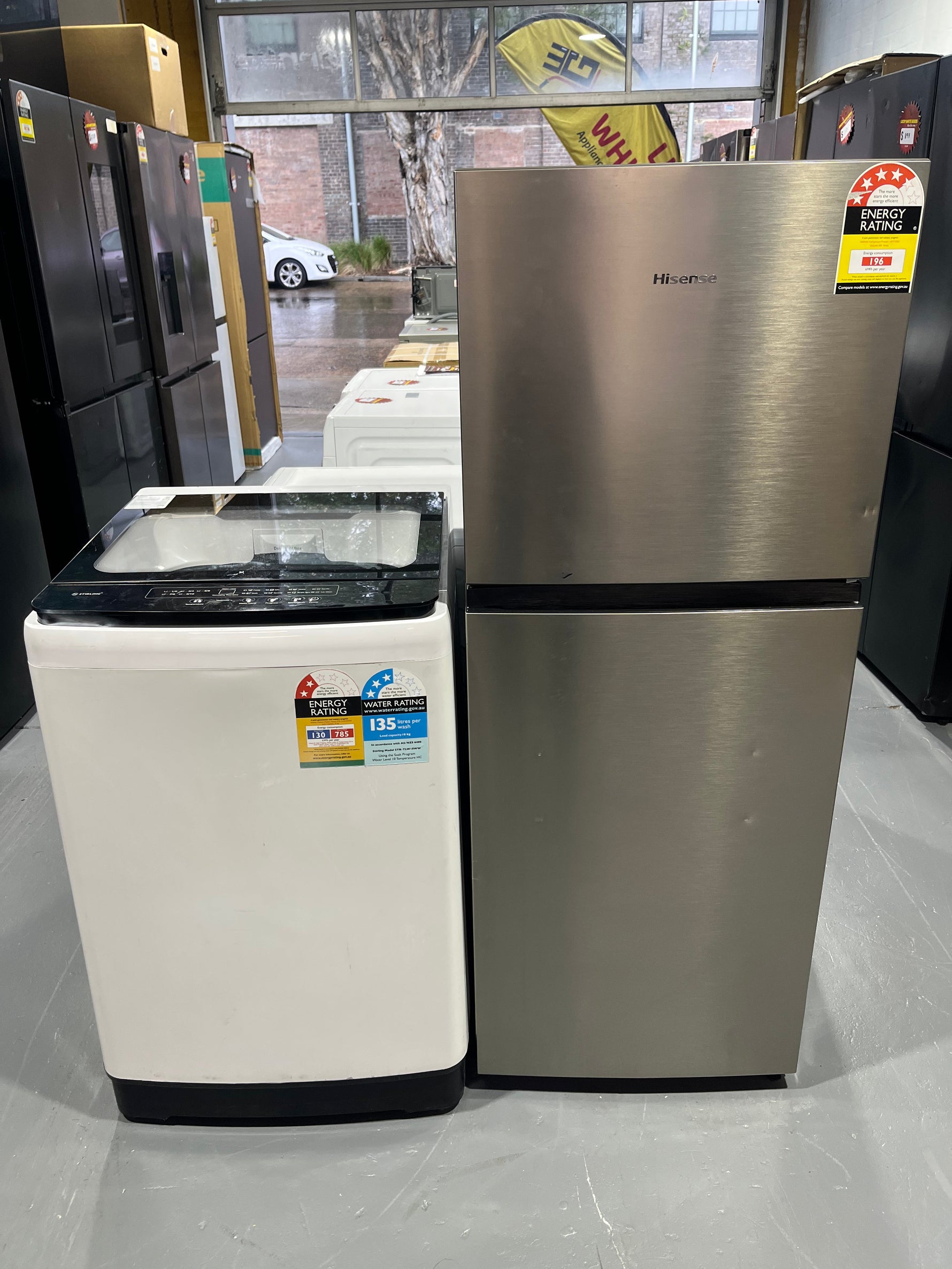 Refurbished Hisense 205L Fridge + Refurbished Stirling 10kg Top Load Washing Machine Combo | ALEXANDRIA