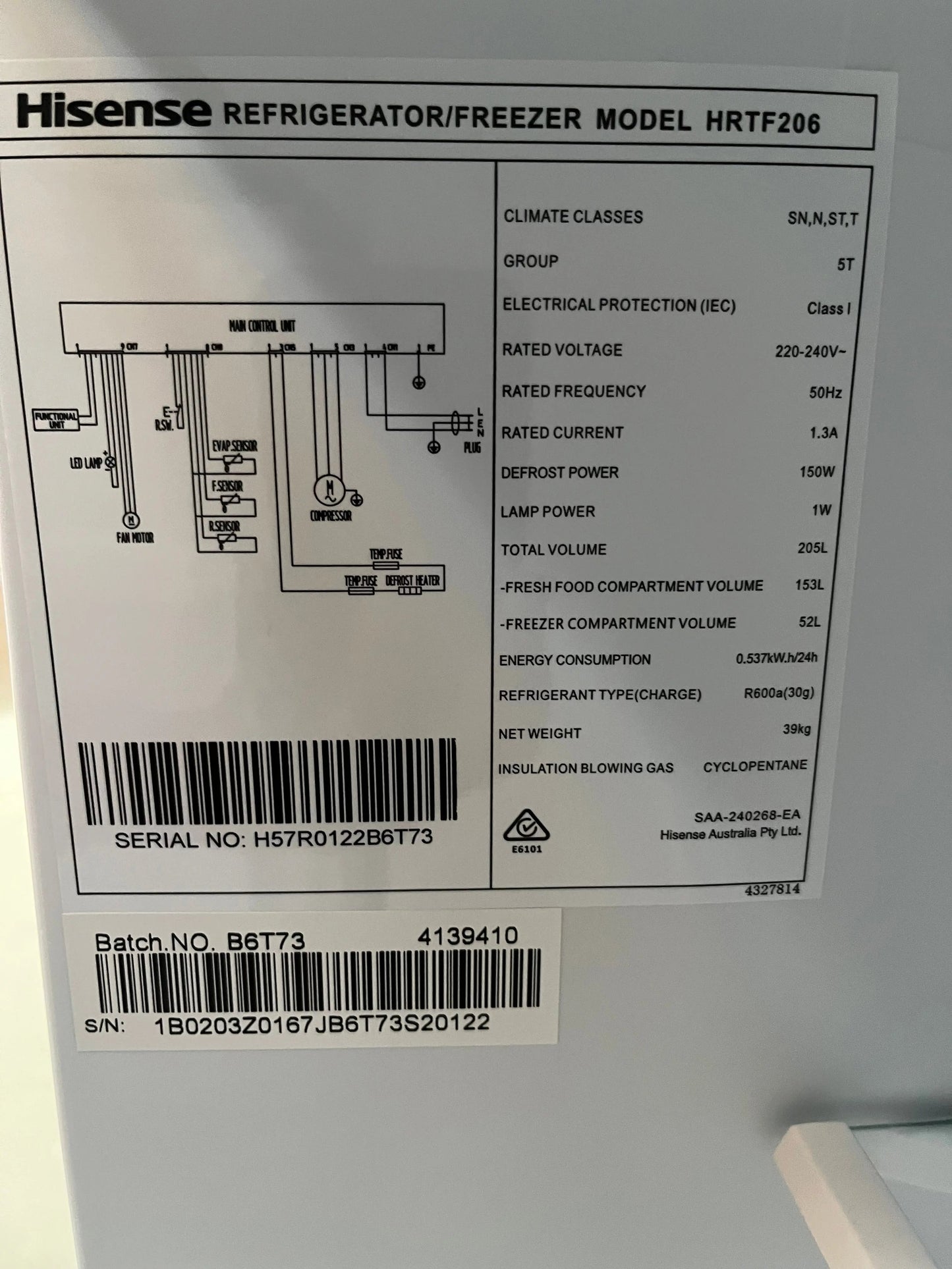 Refurbished Hisense 205L fridge freezer | ALEXANDRIA