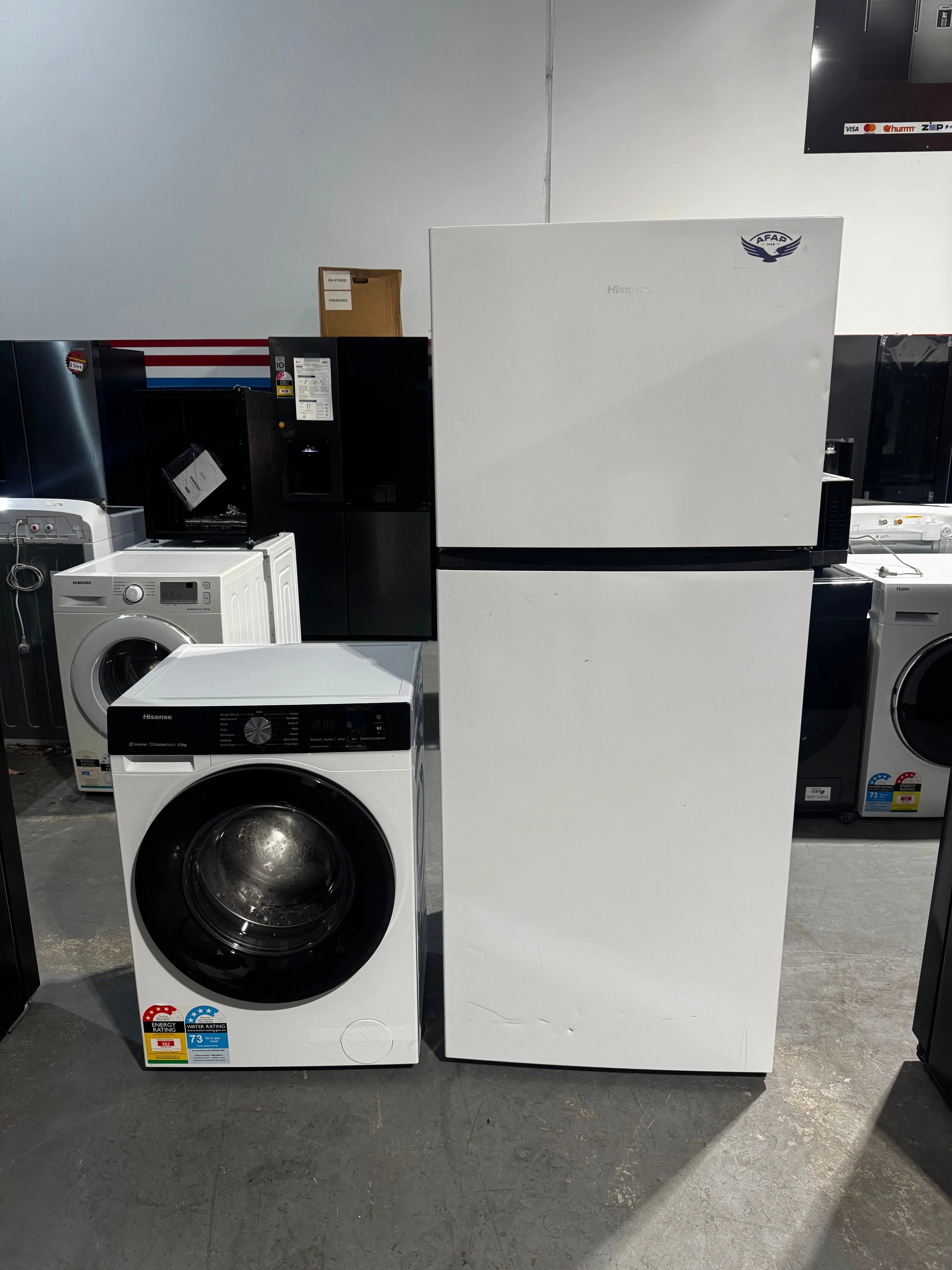 Refurbished Hisense 424 litres fridge freezer and factory seconds Hisense 8.5kg washing machine | PERTH