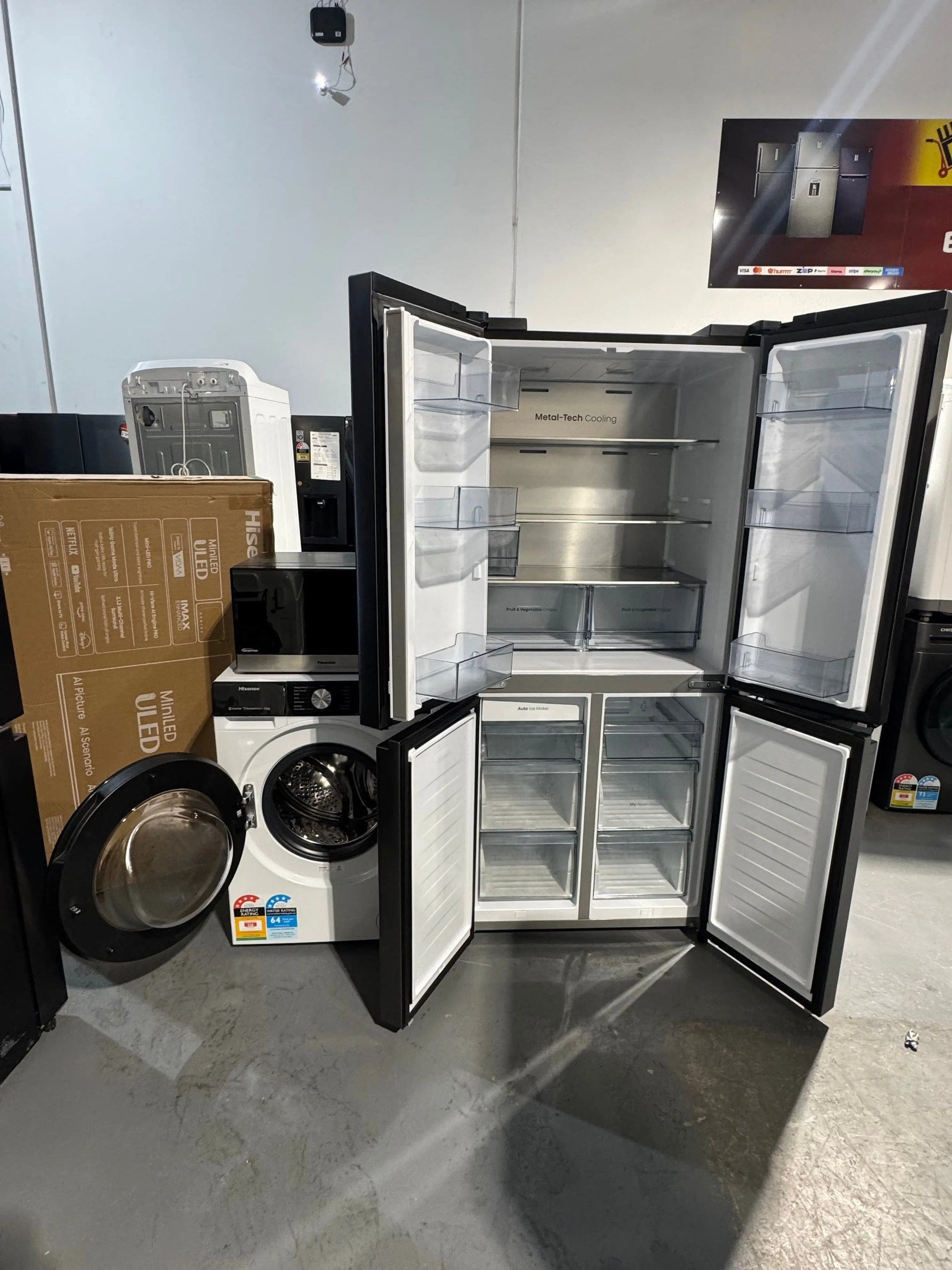 Refurbished Hisense 483 litres fridge freezer,Hisense 7.5kg washing machine,Hisense 55 inches TV, Panasonic 32 litres microwave | PERTH