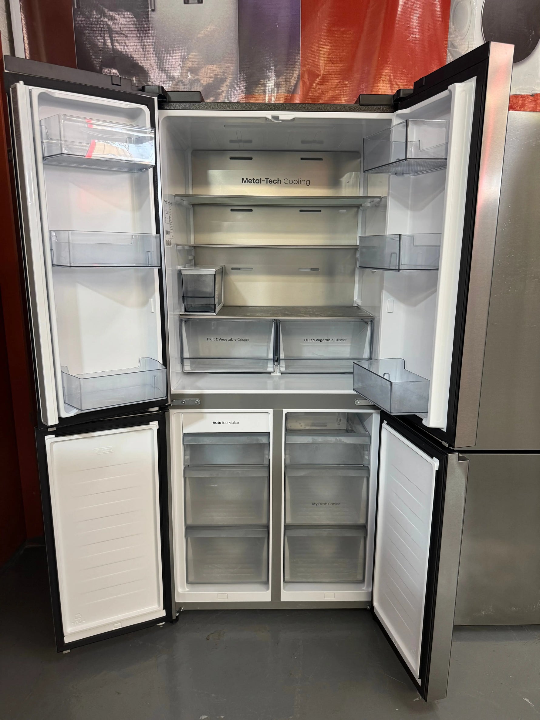 Refurbished Hisense 483L French Door Fridge Black Steel with Non-Plumbed Ice and Water Dispenser HRCD483TBW | SYDNEY
