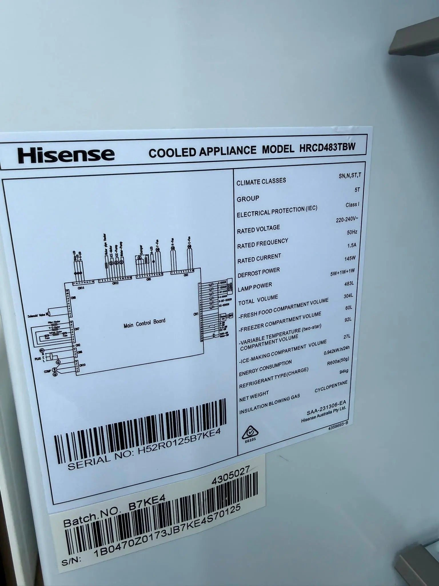 Refurbished Hisense 483L Fridge Freezer | MELBOURNE