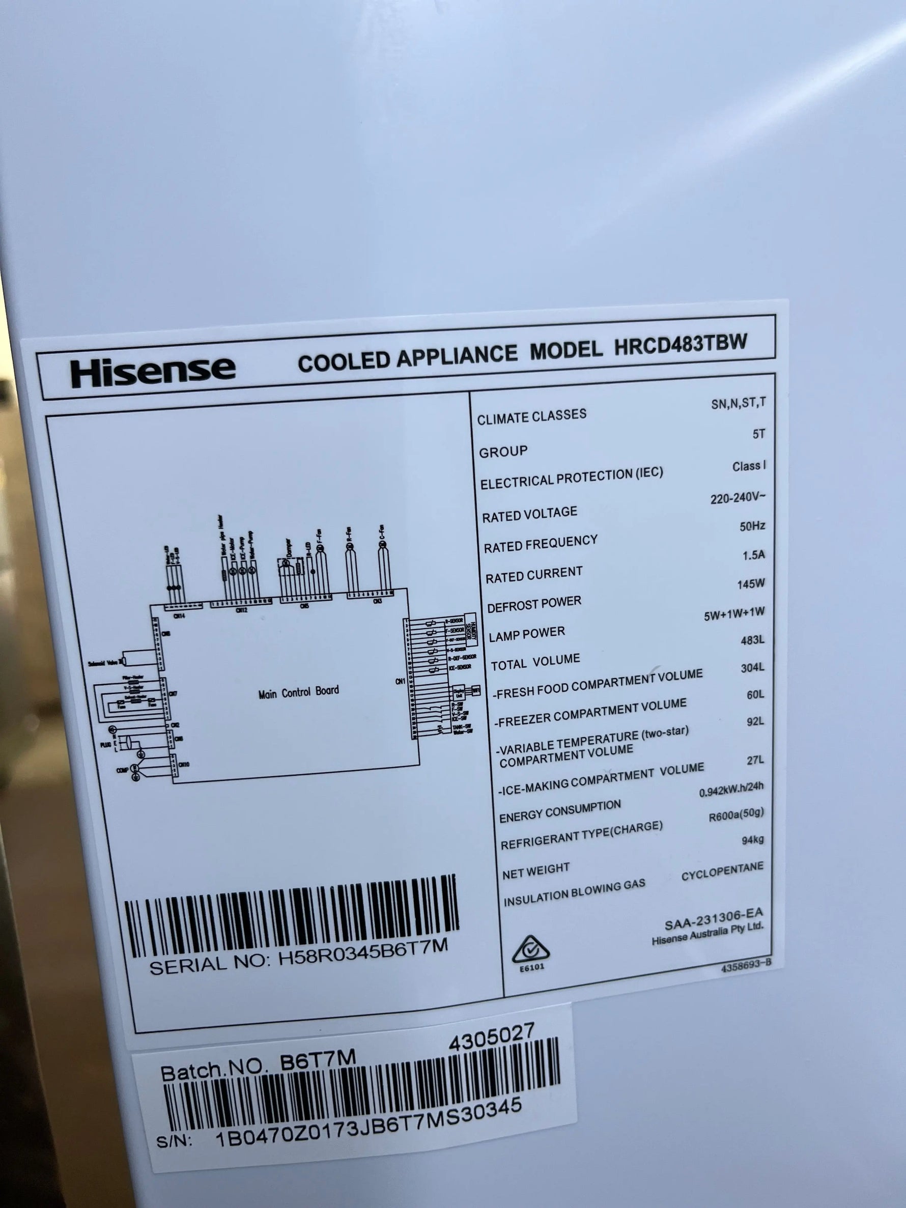 Refurbished Hisense 483L quad door fridge freezer | ALEXANDRIA