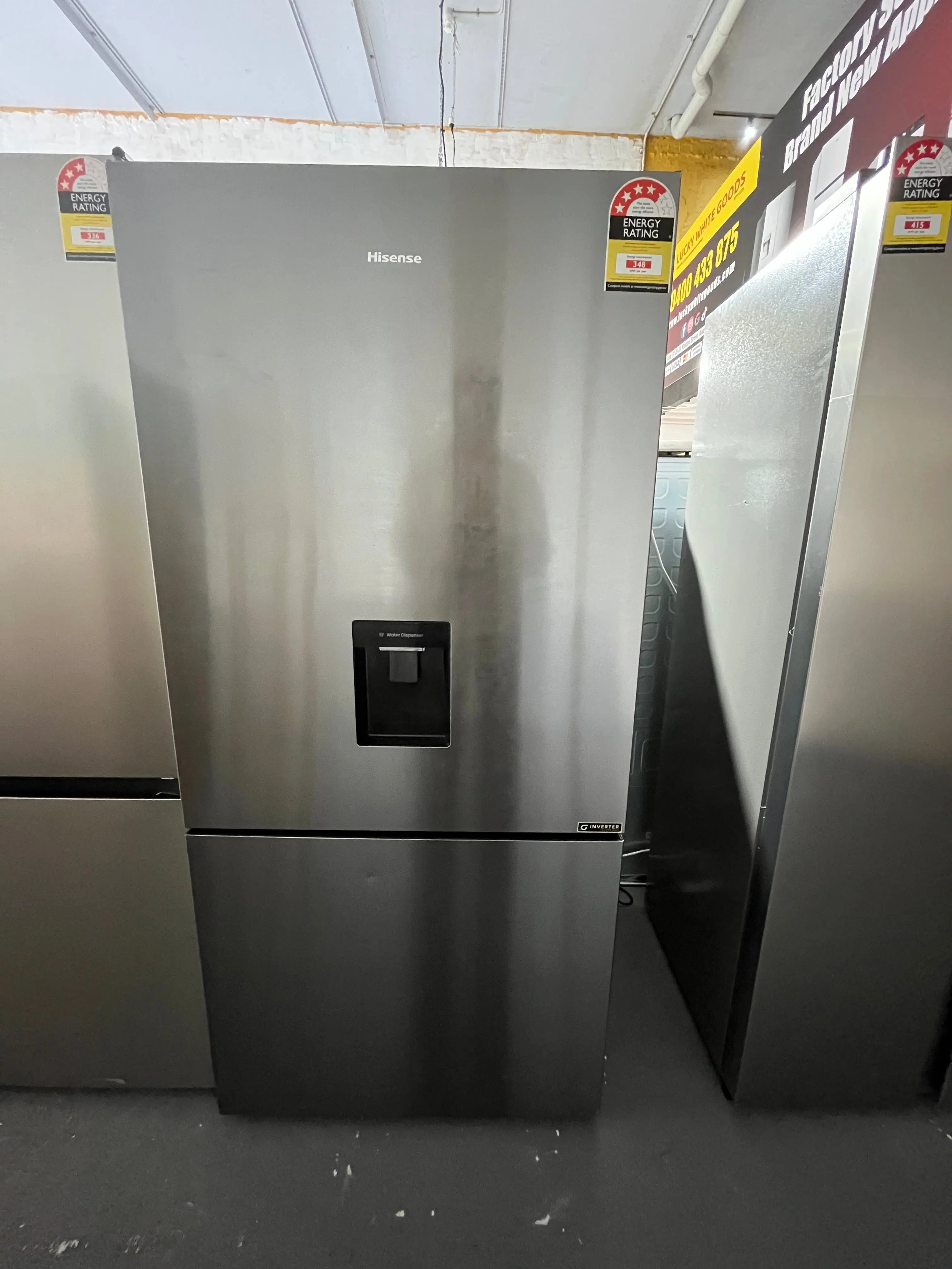 Refurbished Hisense 500L PureFlat Bottom Mount Refrigerator HRBM500TBW – Dark Stainless Steel Bottom-Mount Fridge with Water Dispenser | ALEXANDRIA