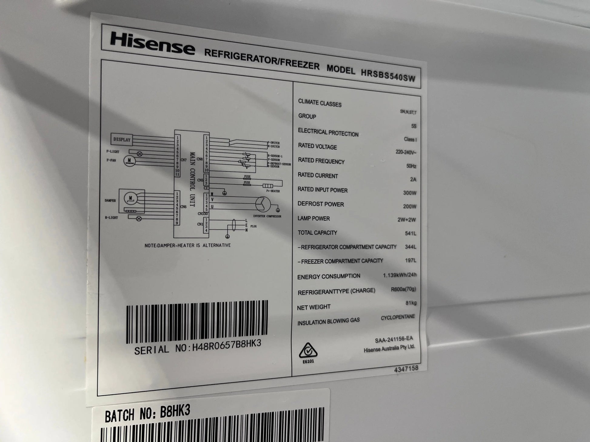 Refurbished Hisense 540L side by side door fridge freezer | ALEXANDRIA