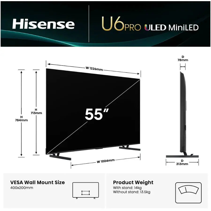 Refurbished Hisense 55″ ULED 4K Smart TV – 55U6QAU (PRO) | PERTH