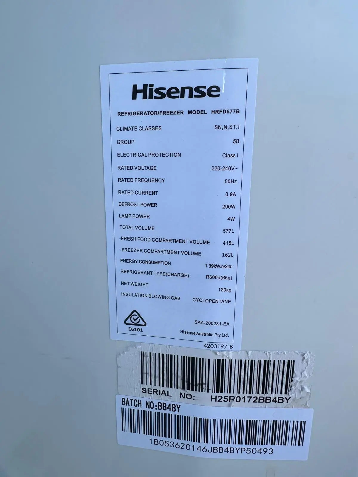 Refurbished Hisense 577 Litres Fridge Freezer | PERTH