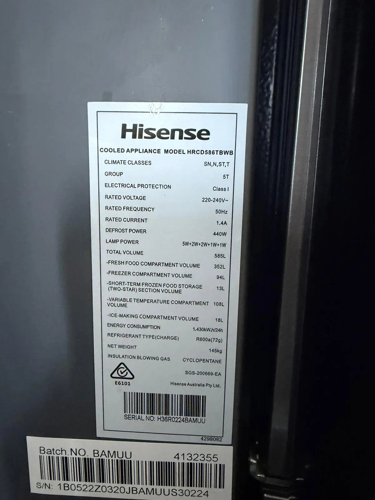 Refurbished Hisense 586L French Door Fridge Freezer – HRCD586TBWB | BRISBANE