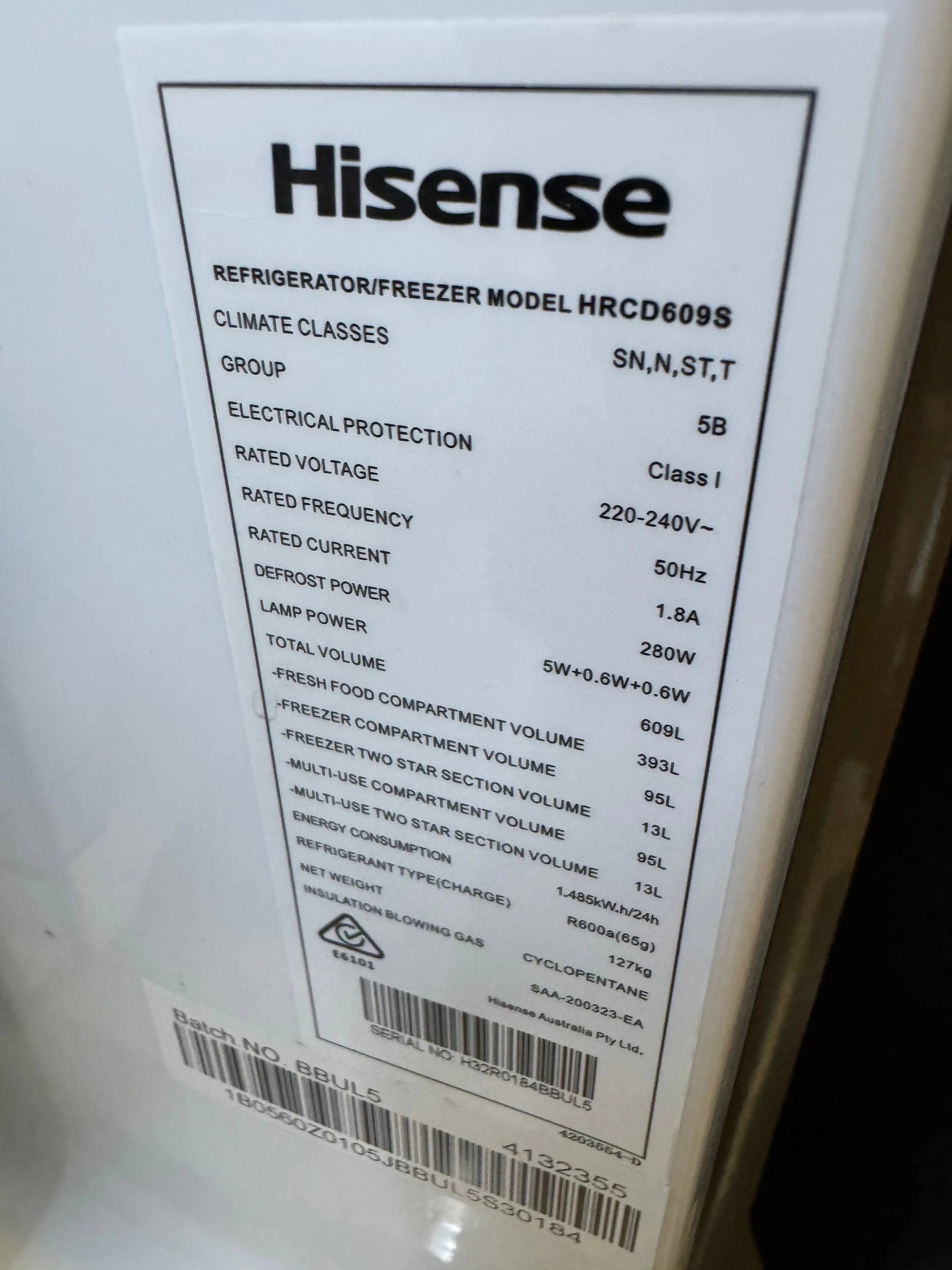 Refurbished Hisense 609 ltr quad door fridge | SYDNEY